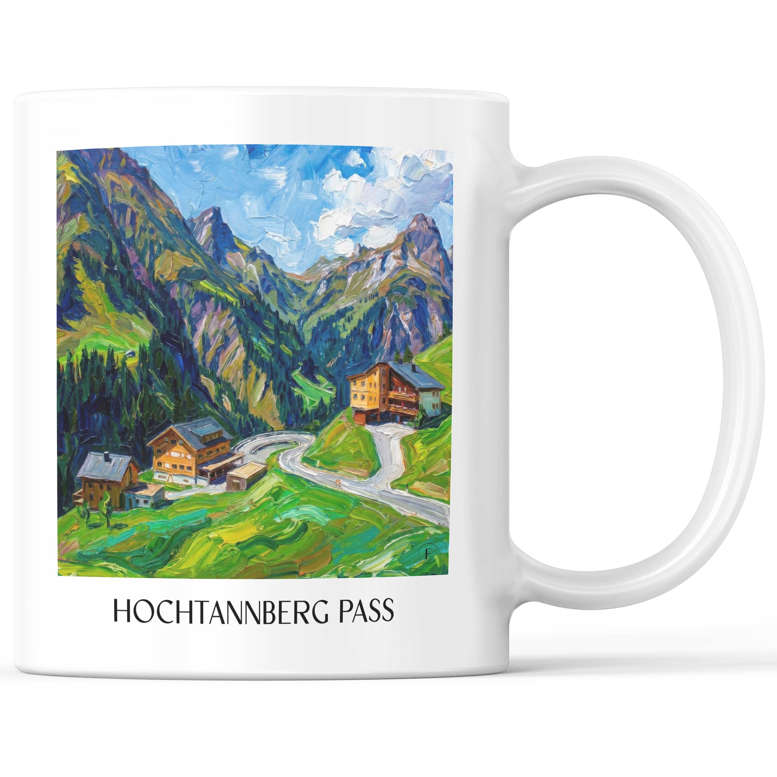 Hochtannbergpass Kaffeebecher - Vorarlberg - Österreich Becher - Kaffeetasse im Ölgemälde Stil