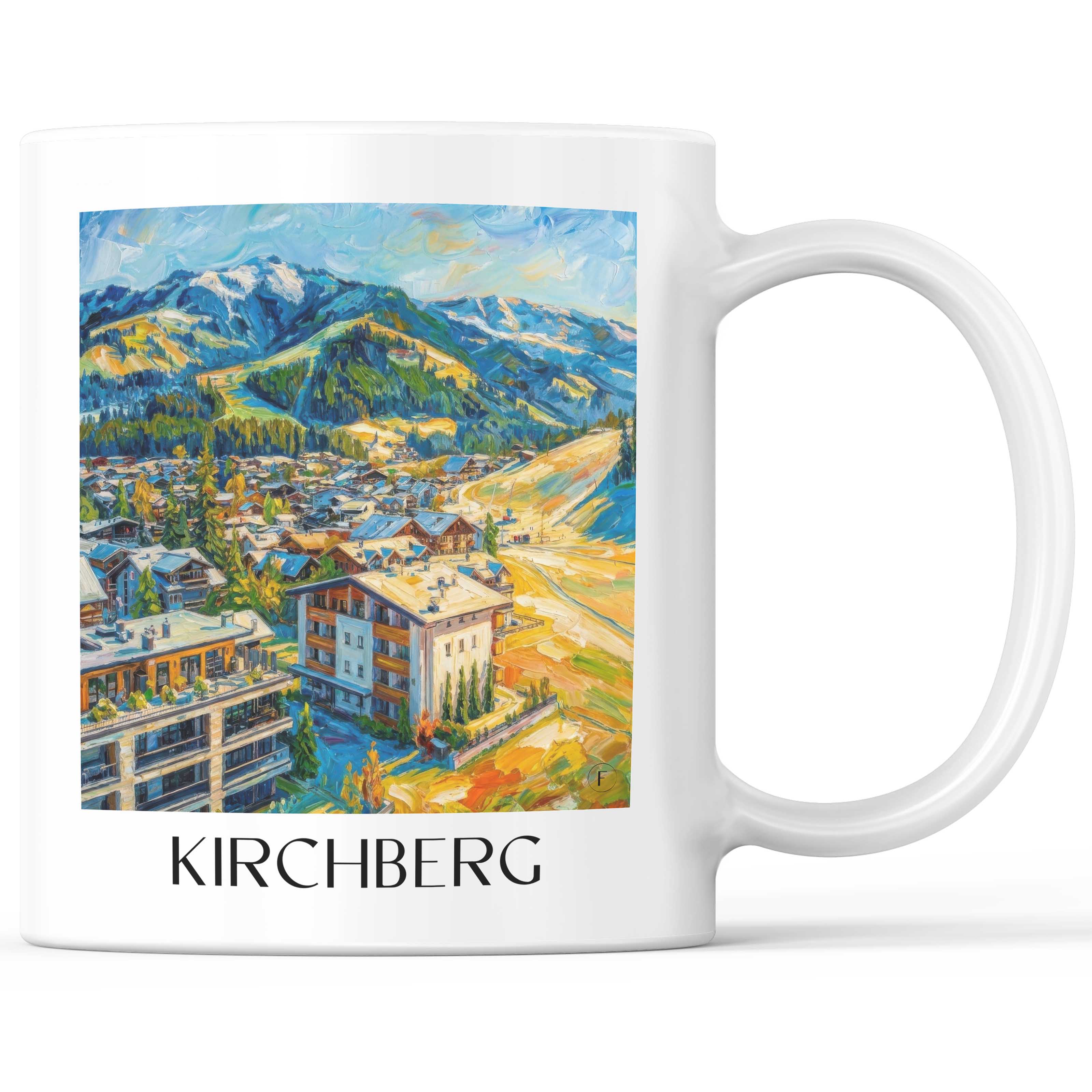 Kirchberg Kaffeebecher - Tirol - Österreich Becher - Kaffeetasse im Ölgemälde Stil