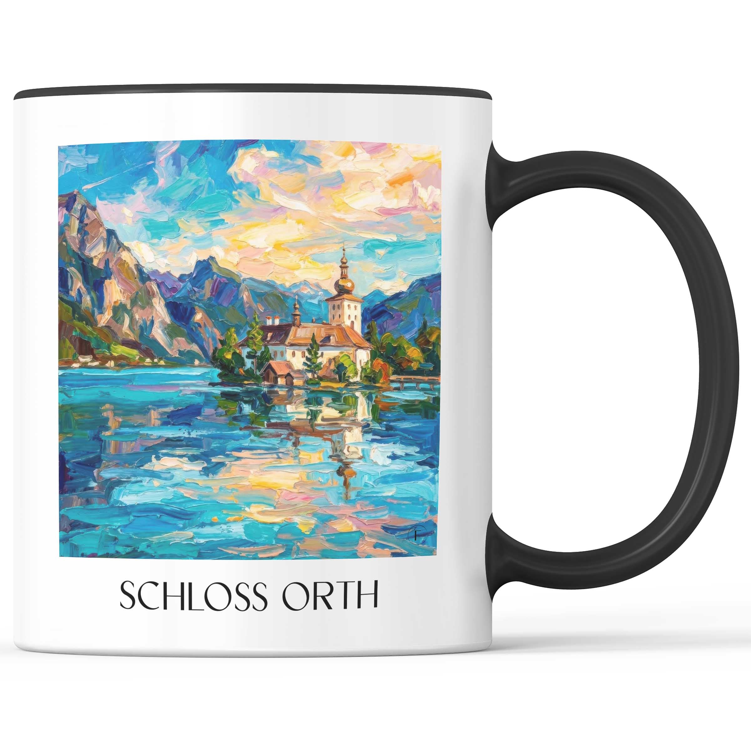 schloss-orth-gmunden-österreich-kaffeebecher-oil-painting-oelgemaelde