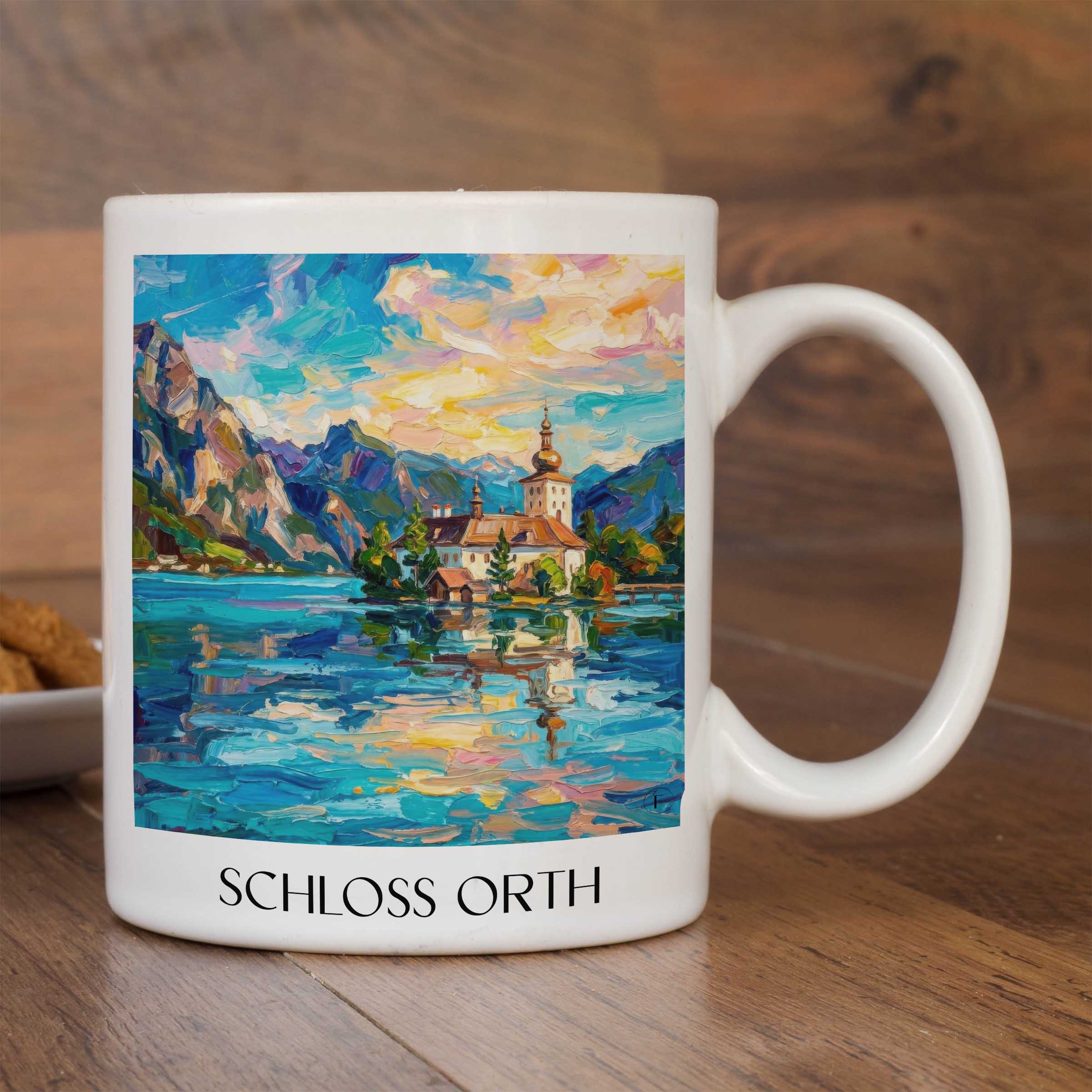 schloss-orth-gmunden-österreich-kaffeebecher-oil-painting-oelgemaelde