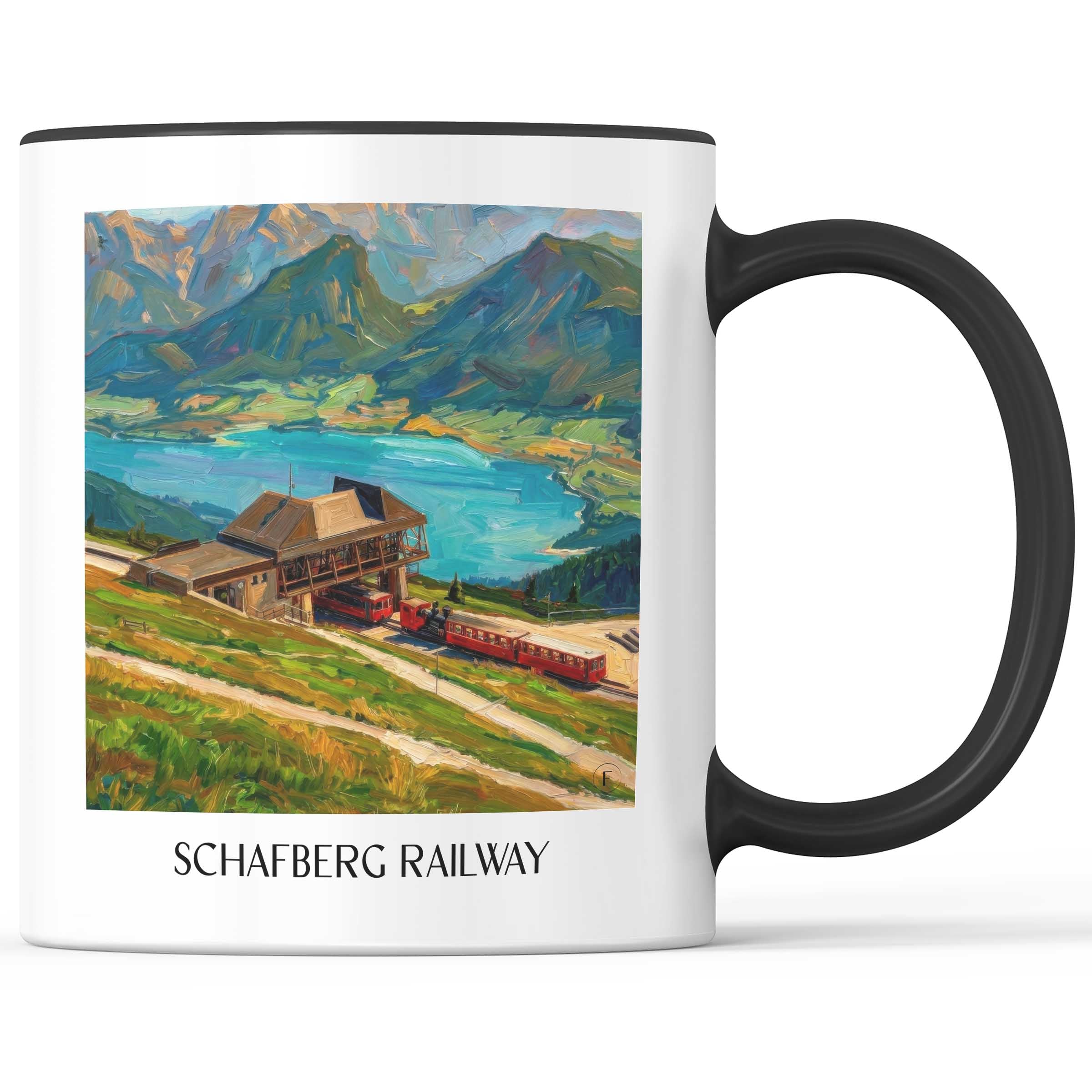 Schafbergbahn Kaffeebecher - St. Wolfgang - Österreich Becher - Kaffeetasse im Ölgemälde Stil