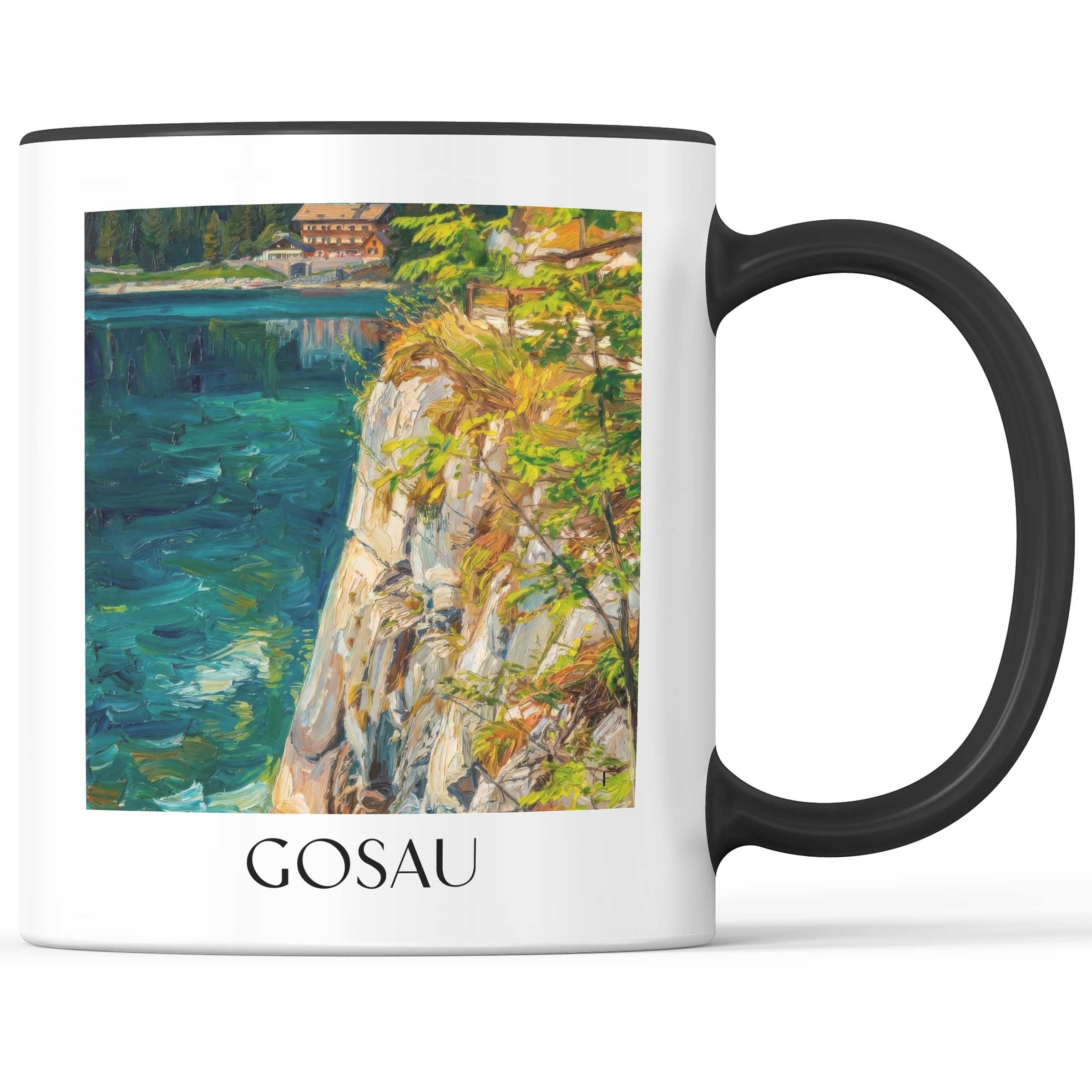 Gosau Kaffeebecher - Österreich - Österreich Becher - Kaffeetasse im Ölgemälde Stil