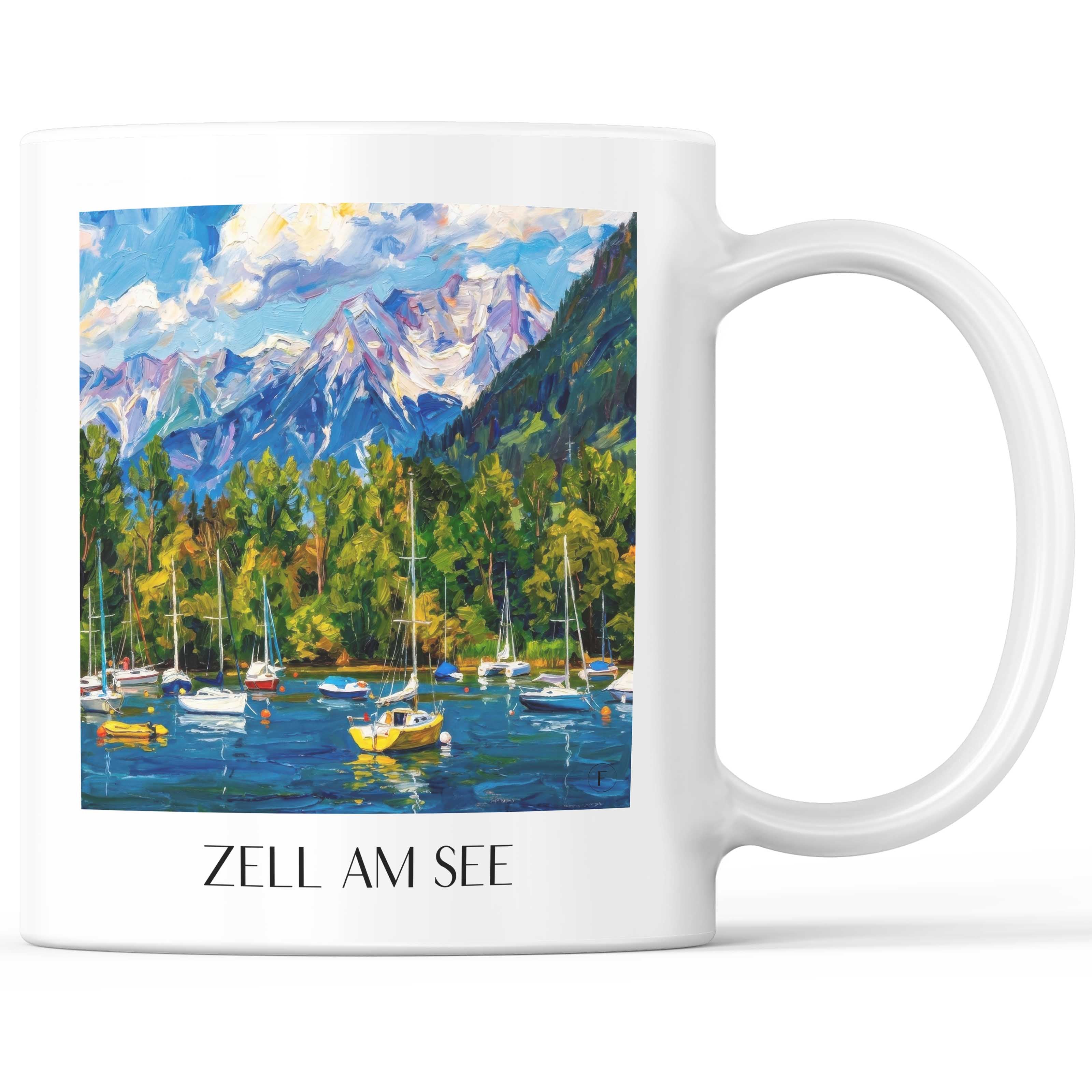 Zell am See Kaffeebecher - Österreich - Österreich Becher - Kaffeetasse im Ölgemälde Stil