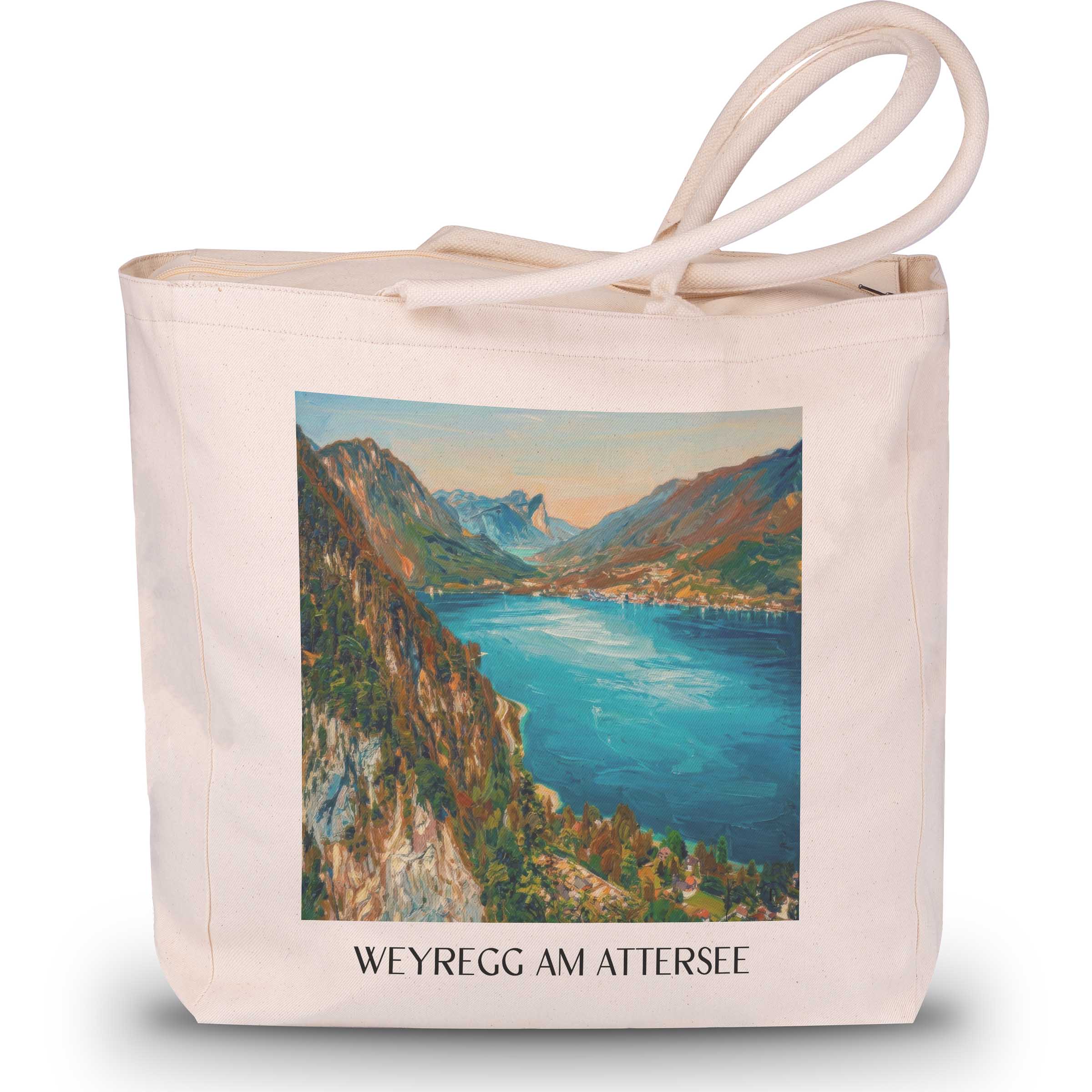 Weyregg am Attersee Shopping Tasche - Österreich - Österreich Tote Bag - Einkaufstasche im Ölgemälde Stil