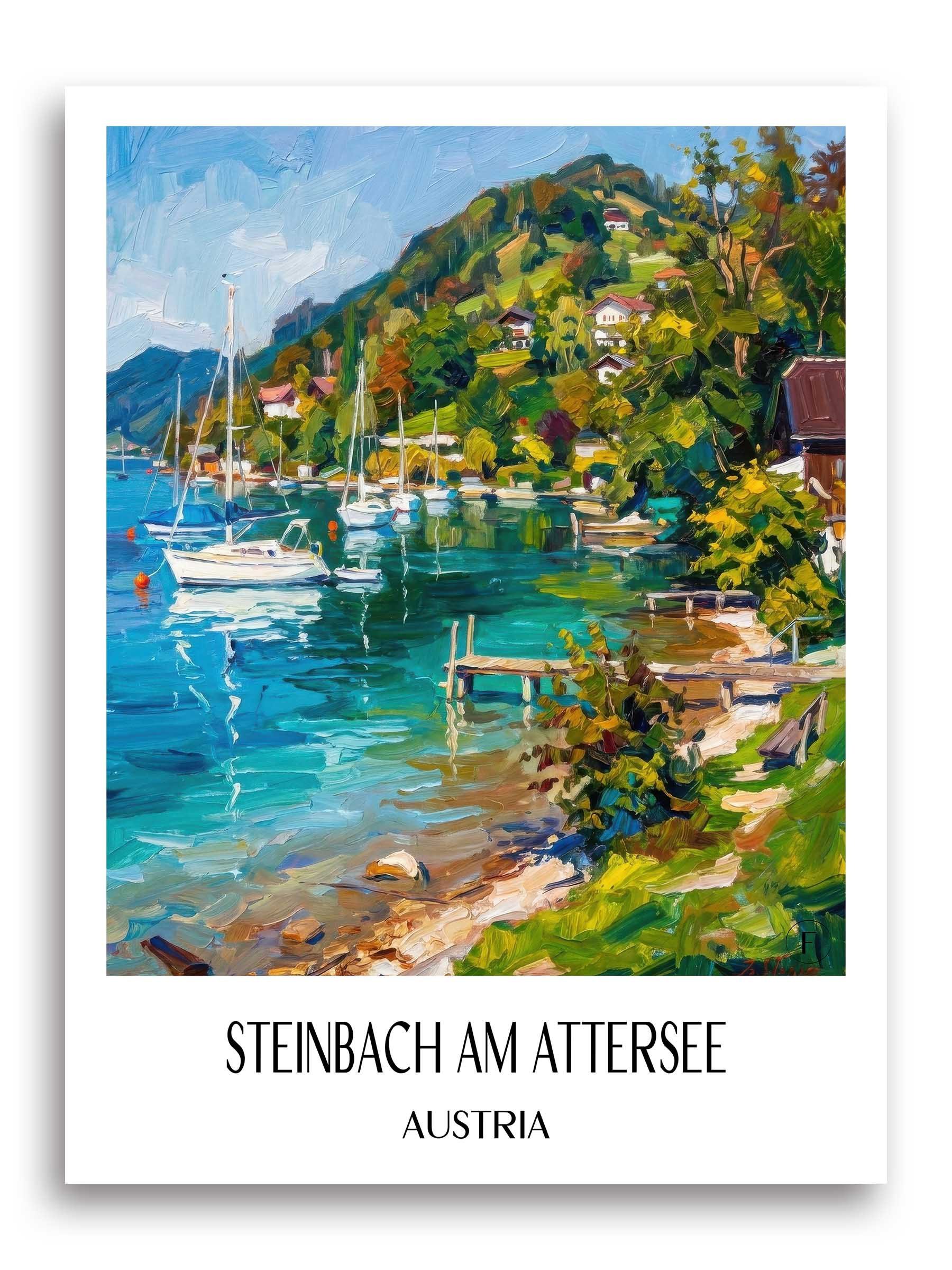 Steinbach am Attersee Poster - Österreich - Österreich Kunstdruck - Ölgemälde von A4 bis A1