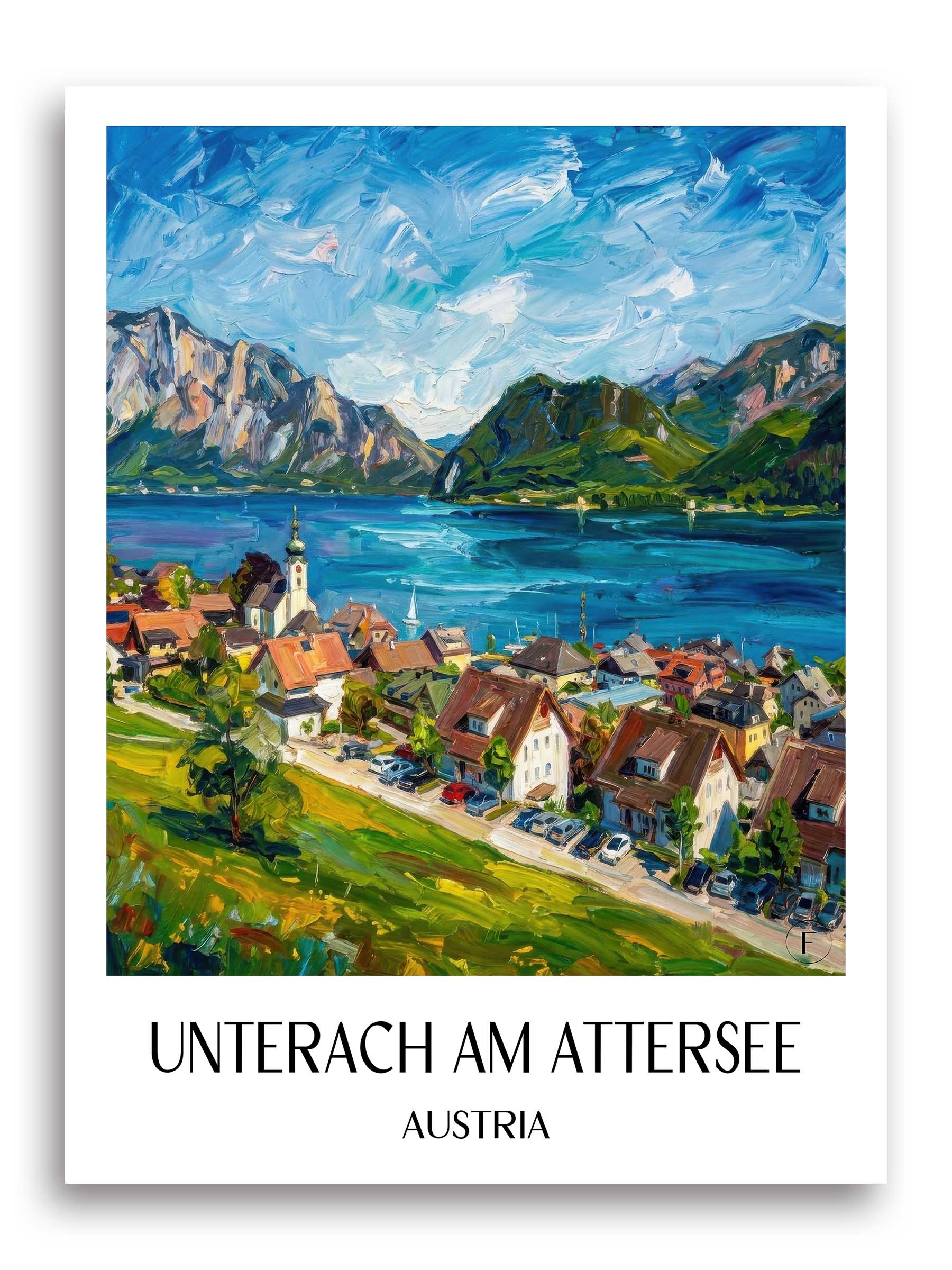 Unterach am Attersee Poster - Österreich - Österreich Kunstdruck - Ölgemälde von A4 bis A1