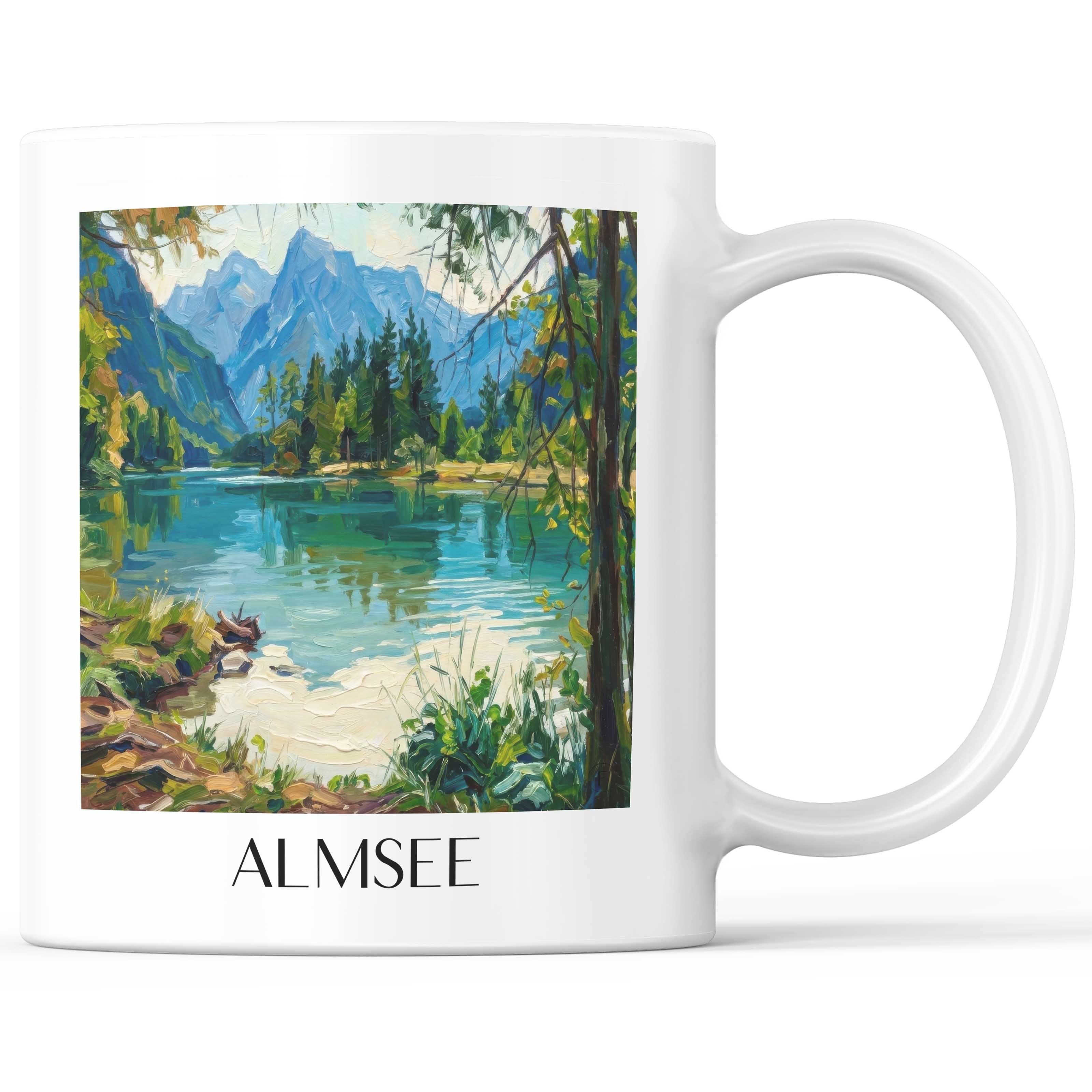 Almsee Kaffeebecher - Österreich - Österreich Becher - Kaffeetasse im Ölgemälde Stil