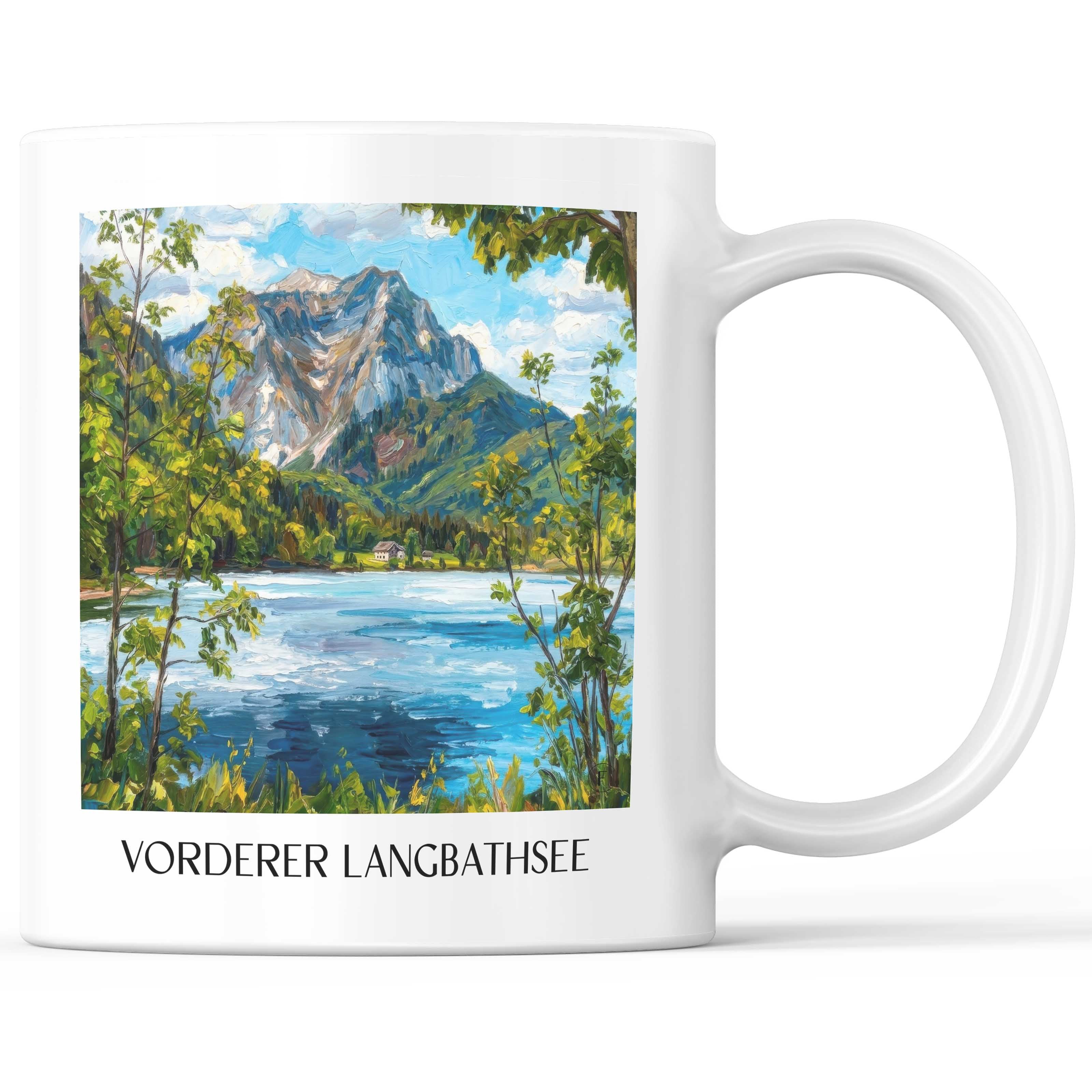Vorderer Langbathsee Kaffeebecher - Österreich - Österreich Becher - Kaffeetasse im Ölgemälde Stil