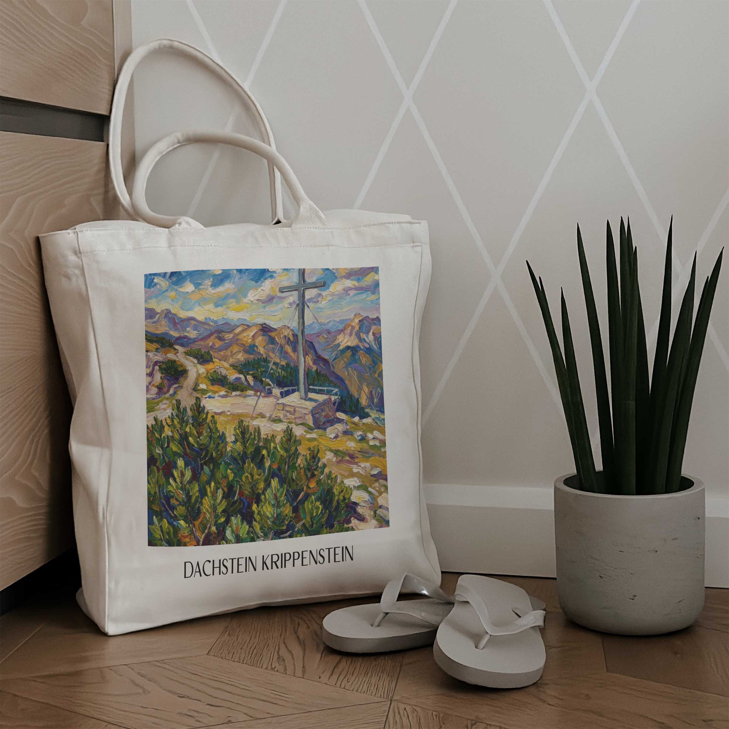 dachstein-krippenstein-österreich-österreich-einkaufstasche-oil-painting-oelgemaelde