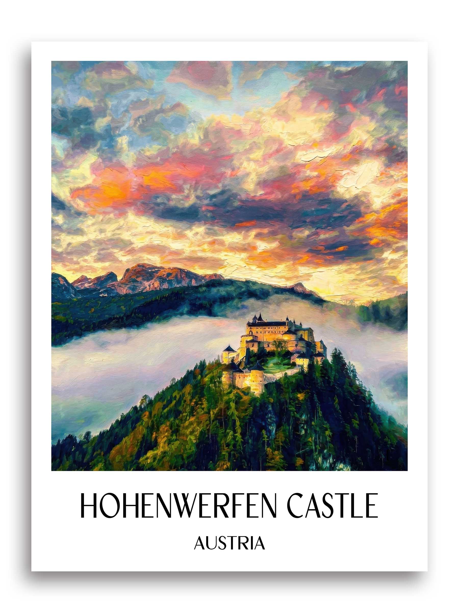 Burg Hohenwerfen Poster - Österreich - Österreich Kunstdruck - Ölgemälde von A4 bis A1