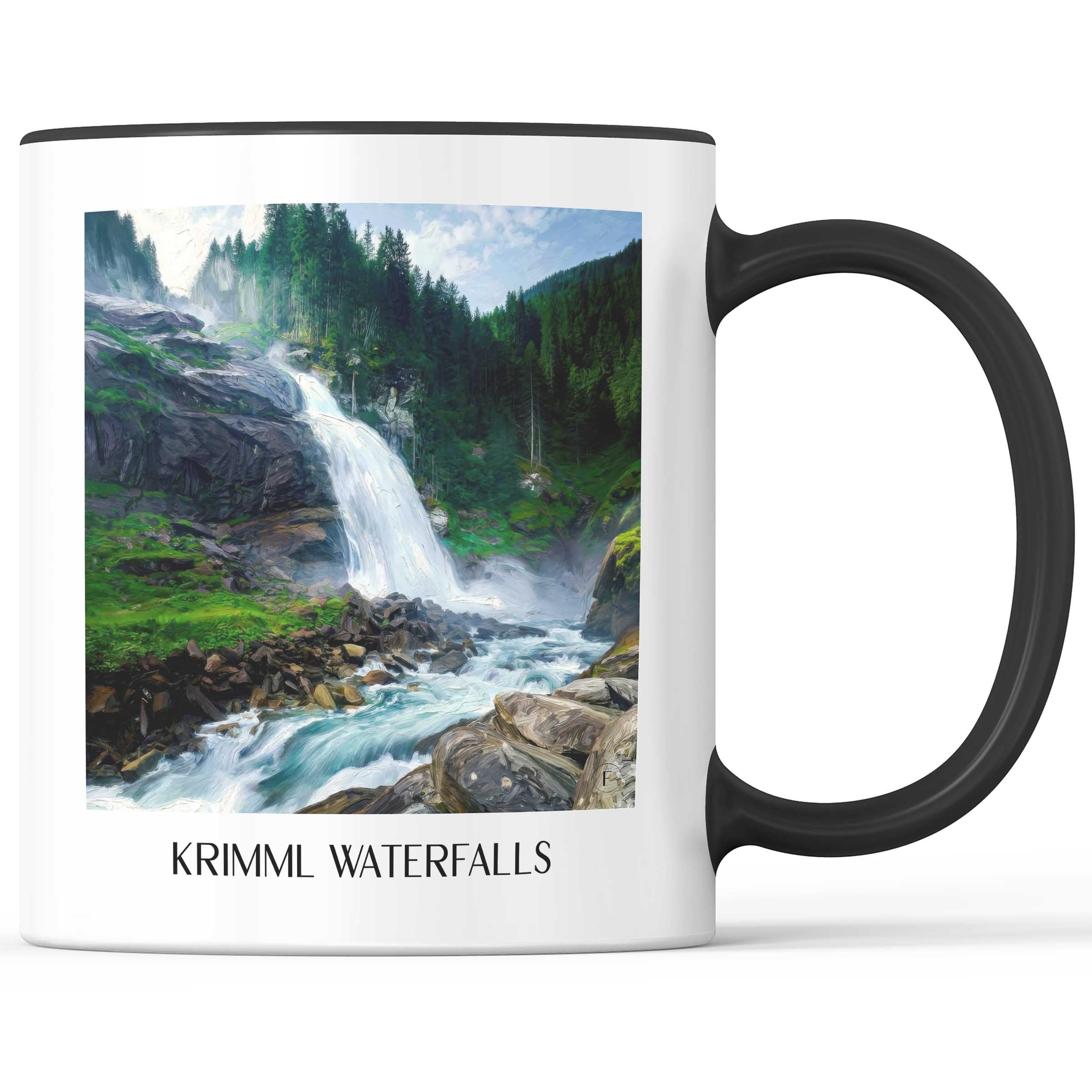 Krimmler Wasserfälle Kaffeebecher - Österreich - Österreich Becher - Kaffeetasse im Ölgemälde Stil