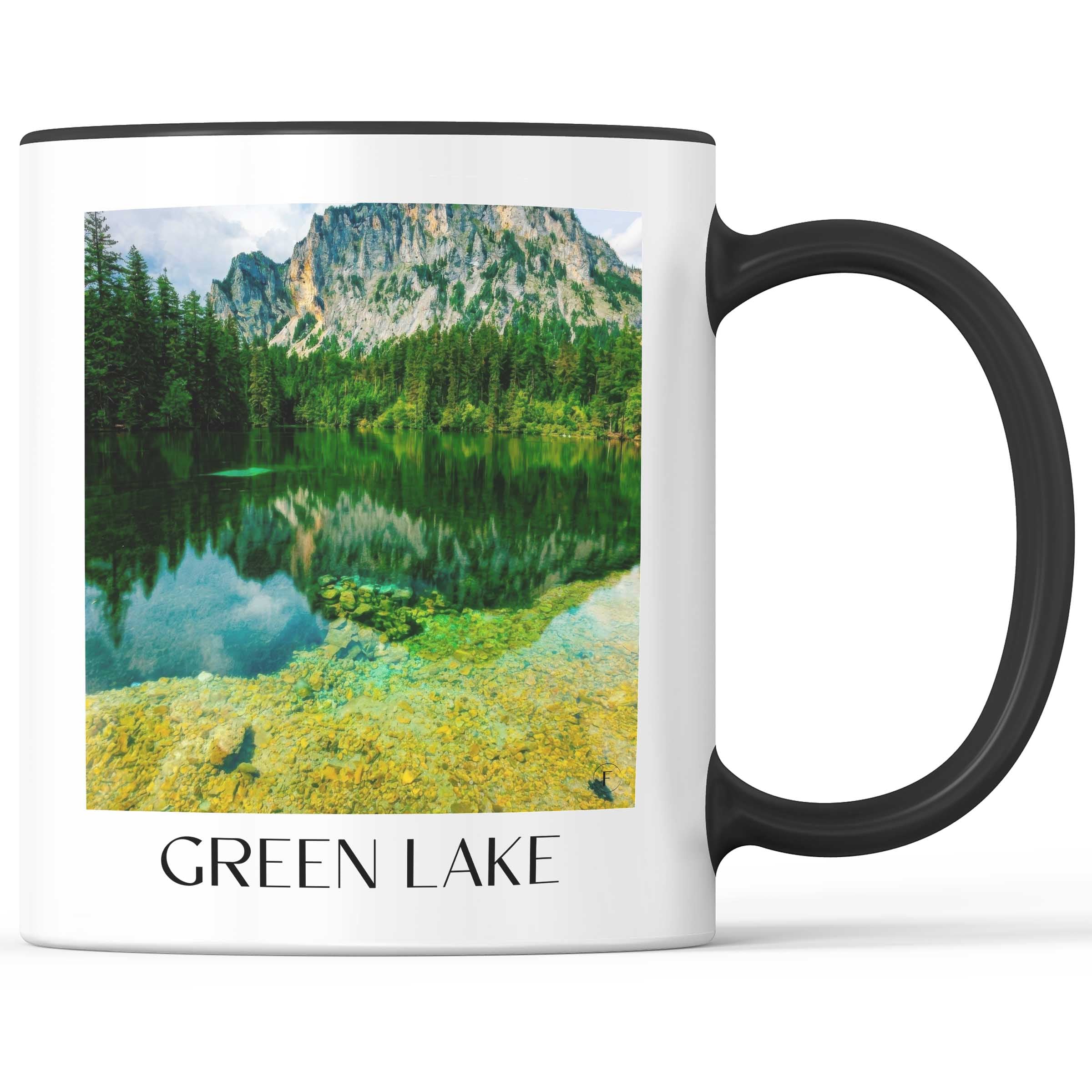 Grüner See Kaffeebecher - Steiermark - Österreich Becher - Kaffeetasse im Ölgemälde Stil