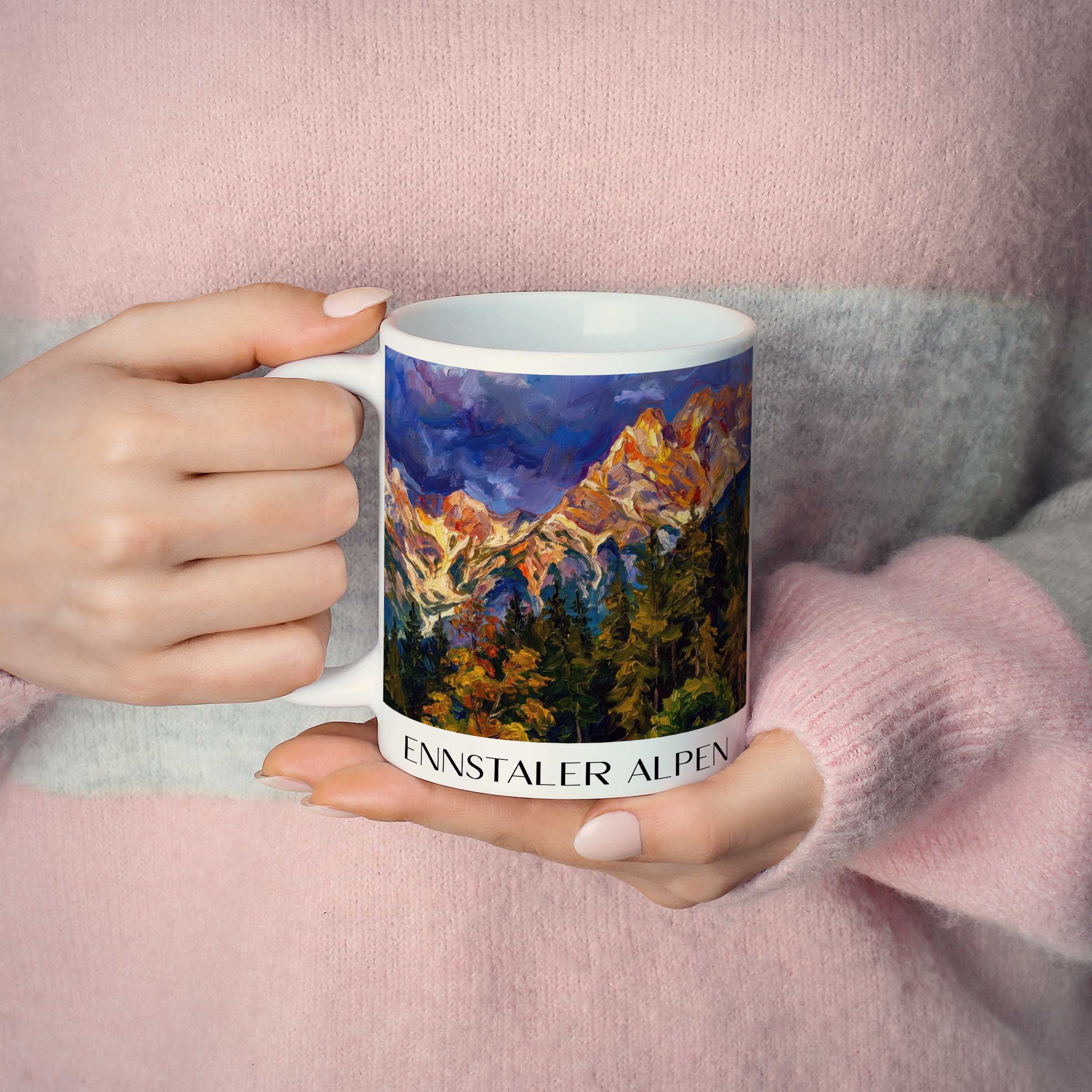 ennstaler-alpen-liezen-österreich-kaffeebecher-oil-painting-oelgemaelde
