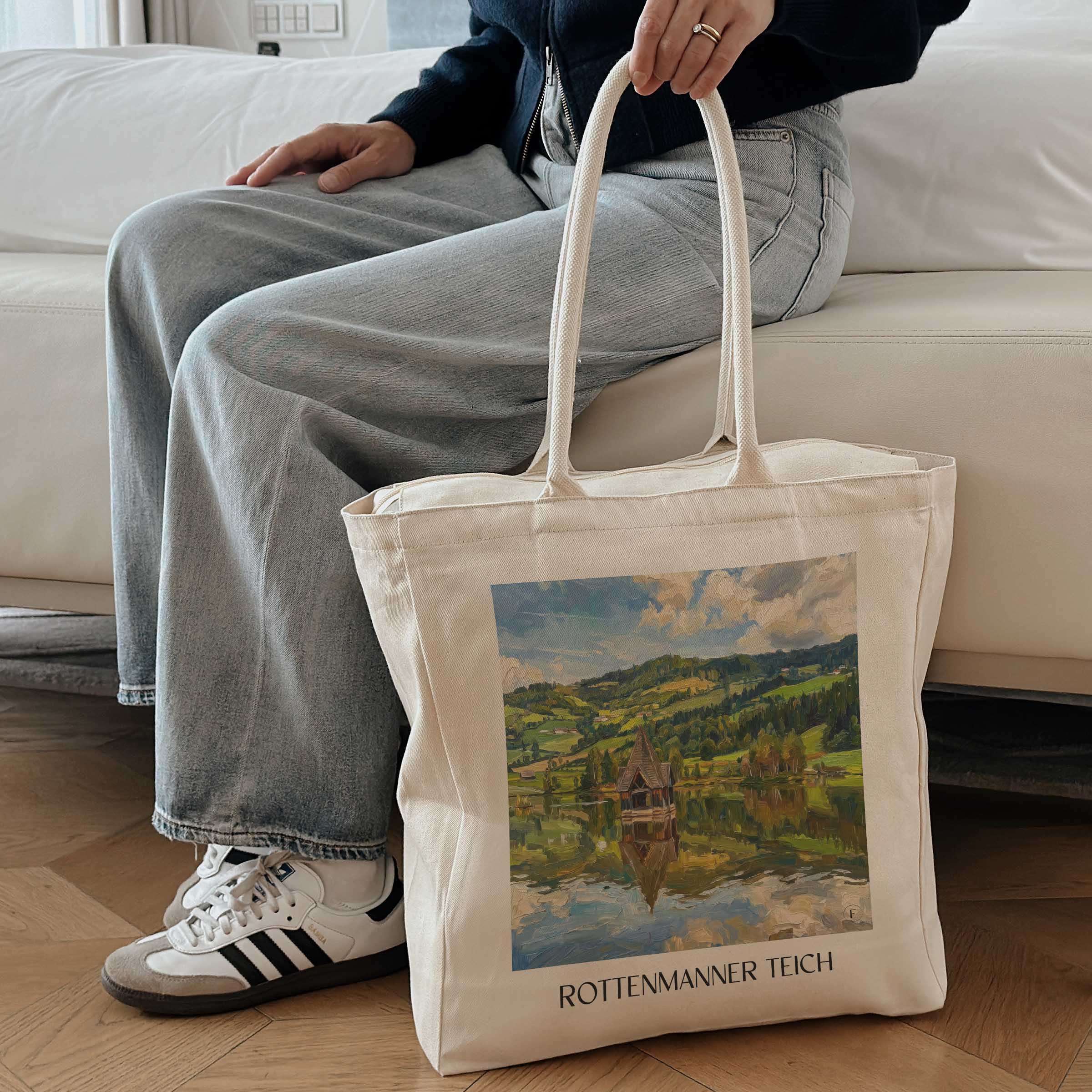 rottenmanner-teich-steiermark-österreich-einkaufstasche-oil-painting-oelgemaelde