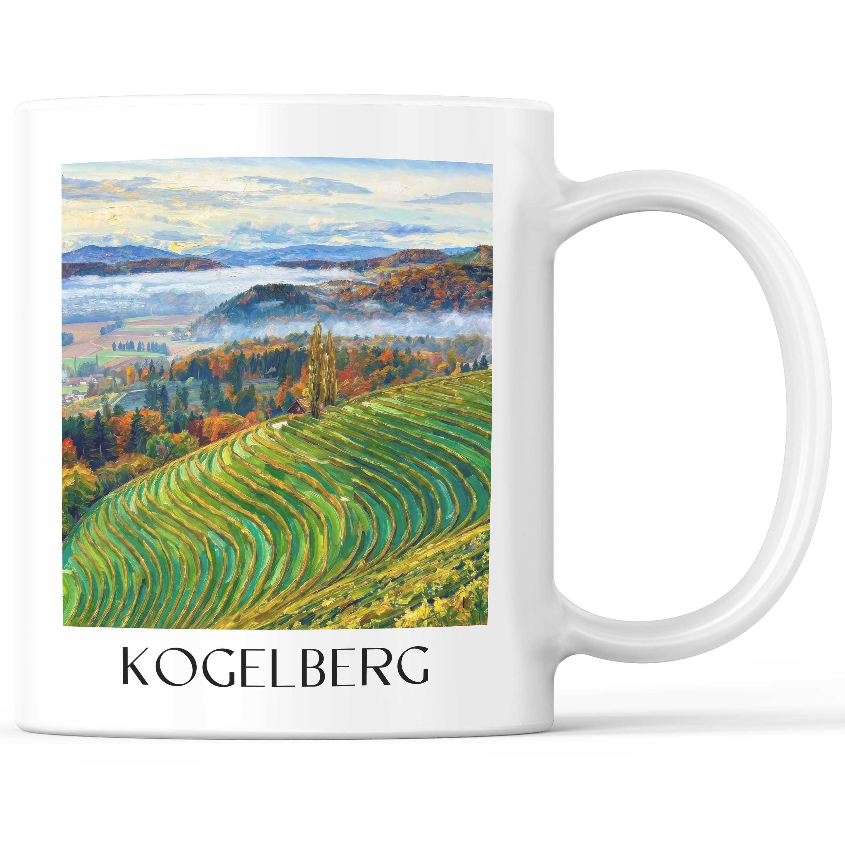 Kogelberg Kaffeebecher - Steiermark - Österreich Becher - Kaffeetasse im Ölgemälde Stil