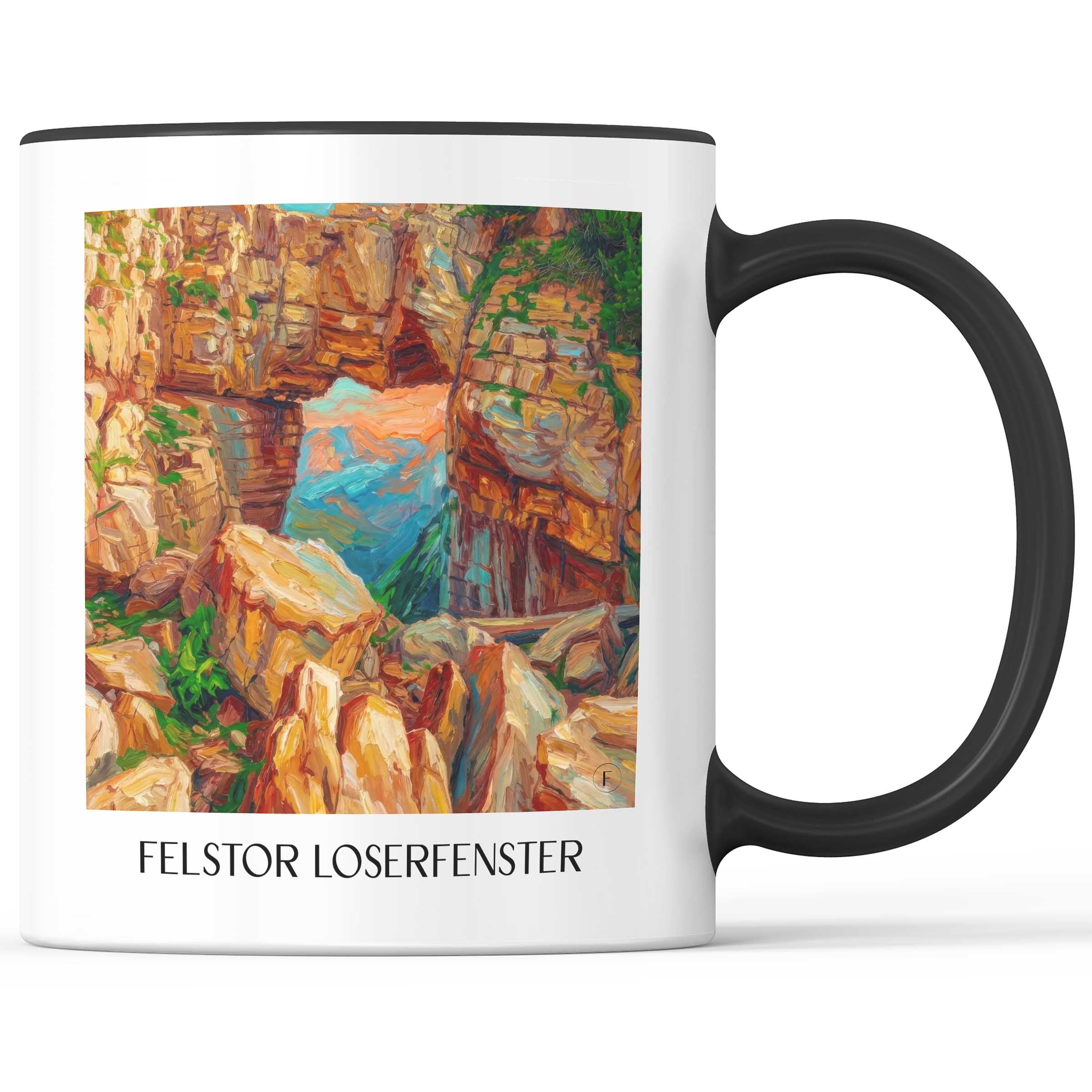 Felstor Loserfenster Kaffeebecher - Steiermark - Österreich Becher - Kaffeetasse im Ölgemälde Stil