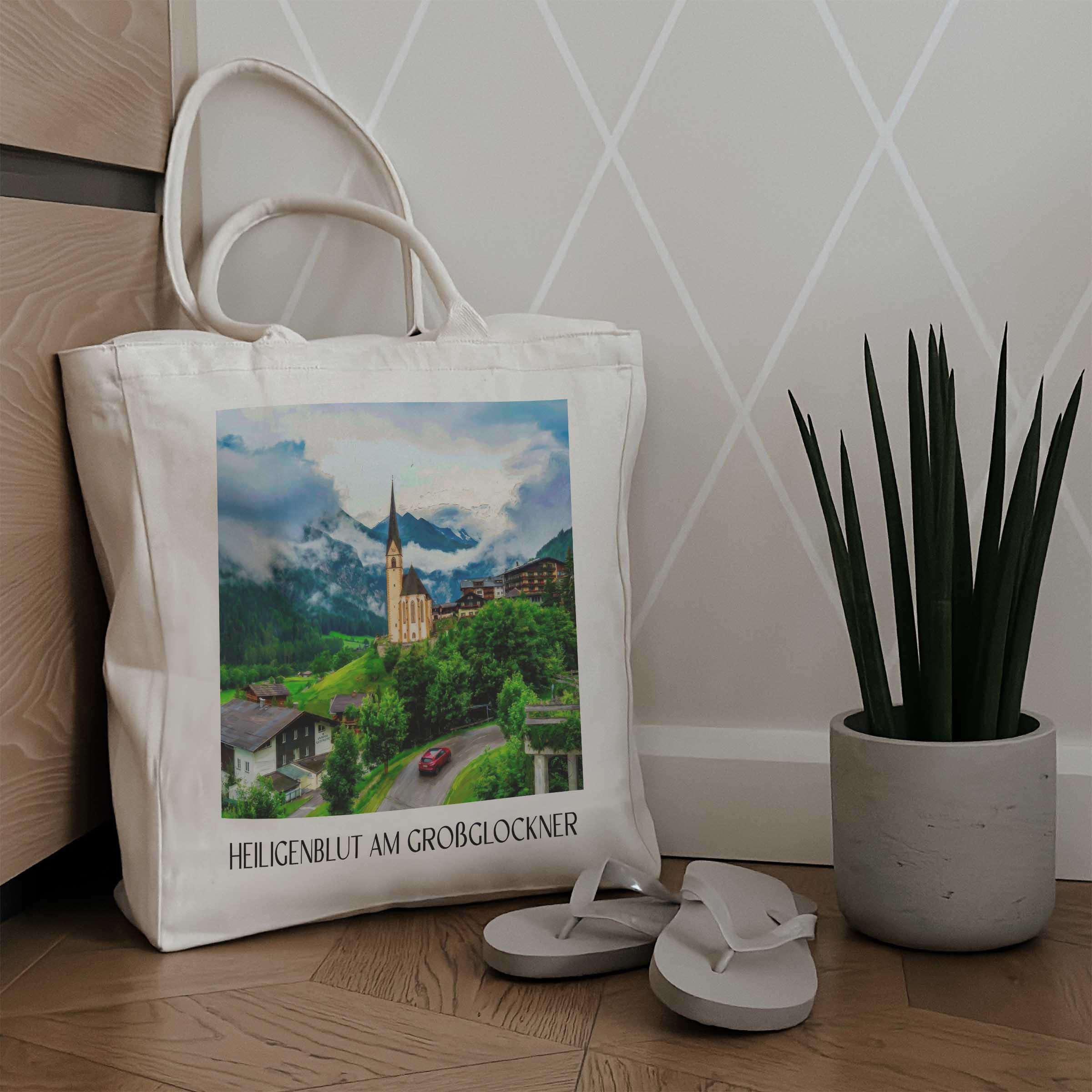 heiligenblut-am-großglockner-kärnten-österreich-einkaufstasche-oil-painting-oelgemaelde