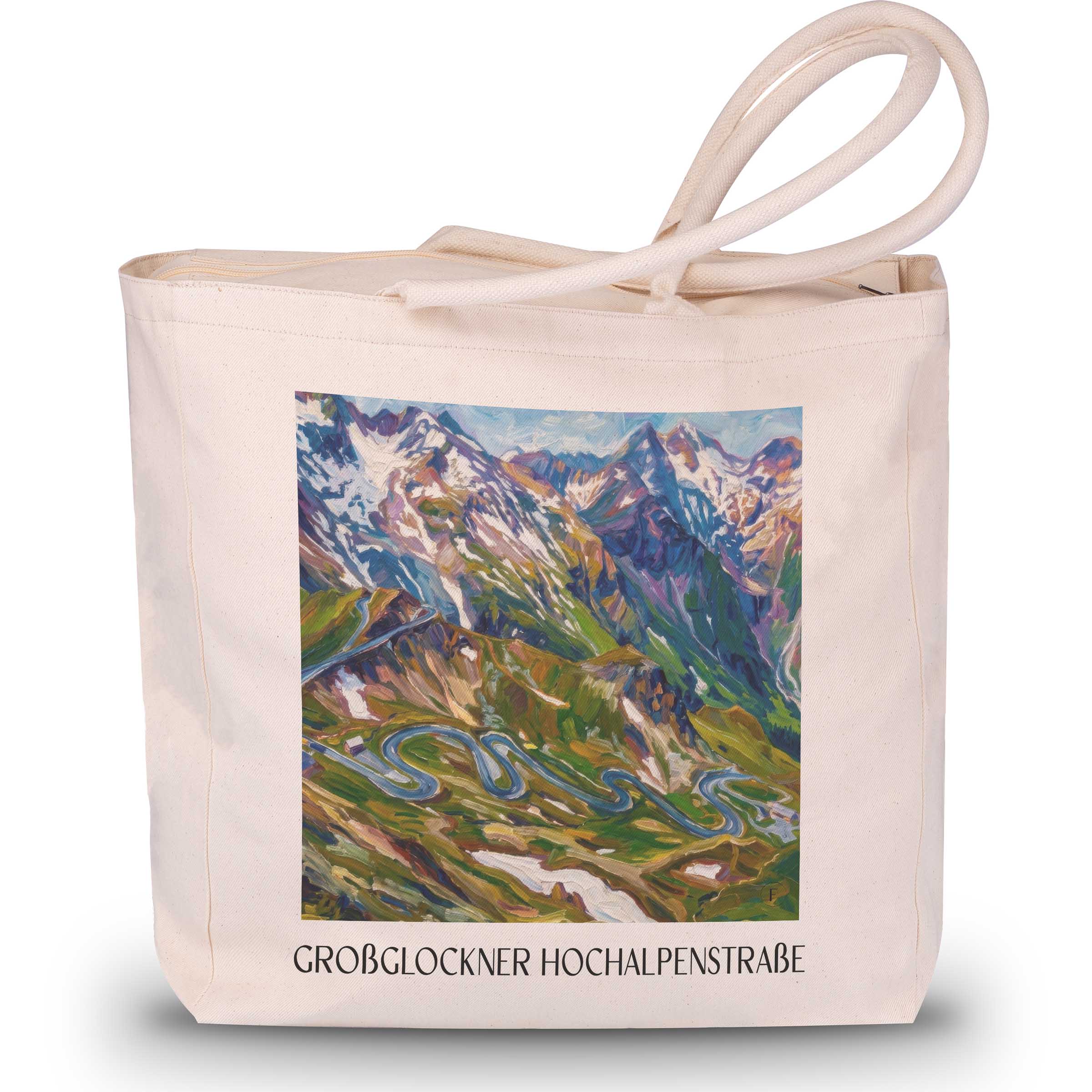 großglockner-hochalpenstraße-kärnten-österreich-einkaufstasche-oil-painting-oelgemaelde