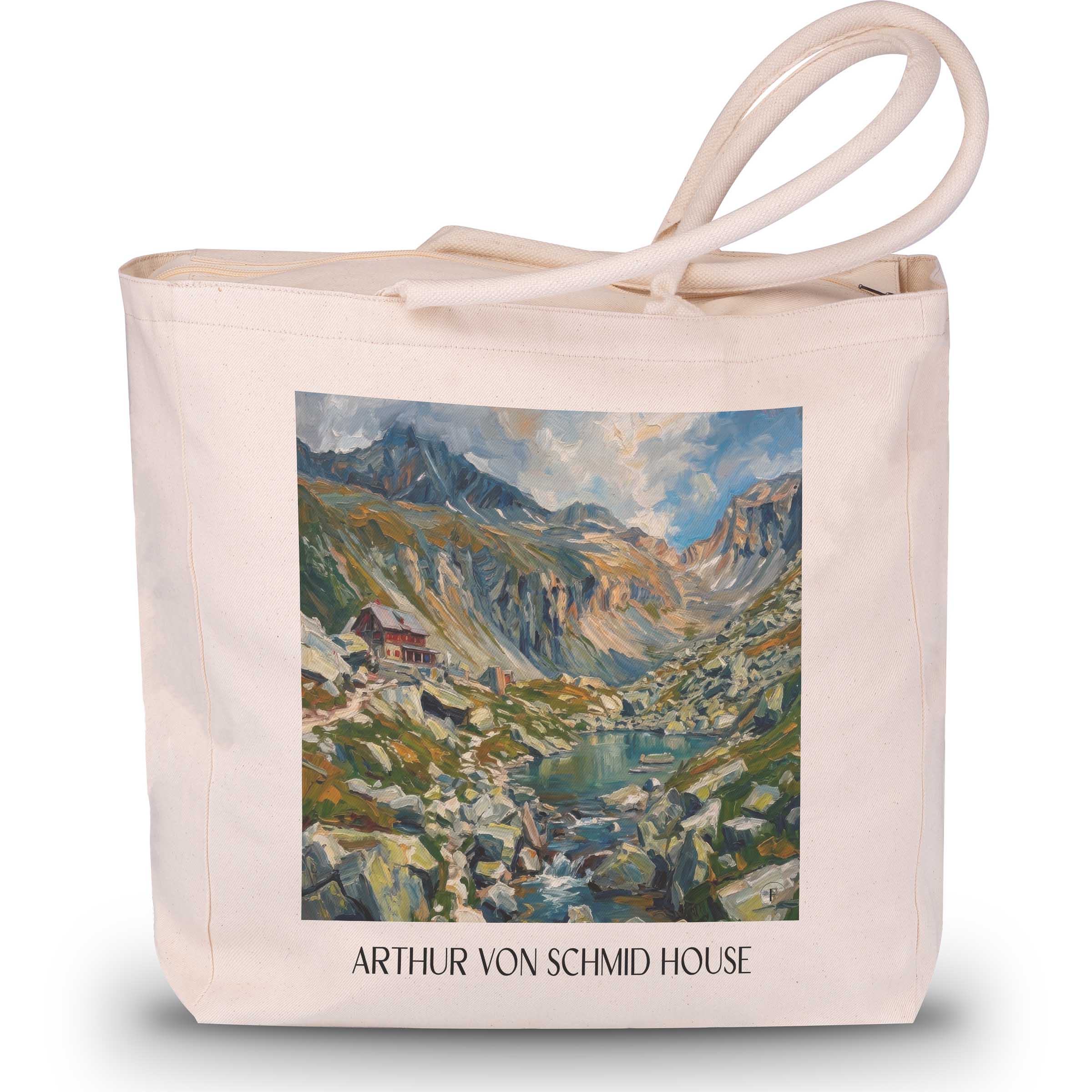 Arthur-von-Schmid-Haus Shopping Tasche - Kärnten - Österreich Tote Bag - Einkaufstasche im Ölgemälde Stil
