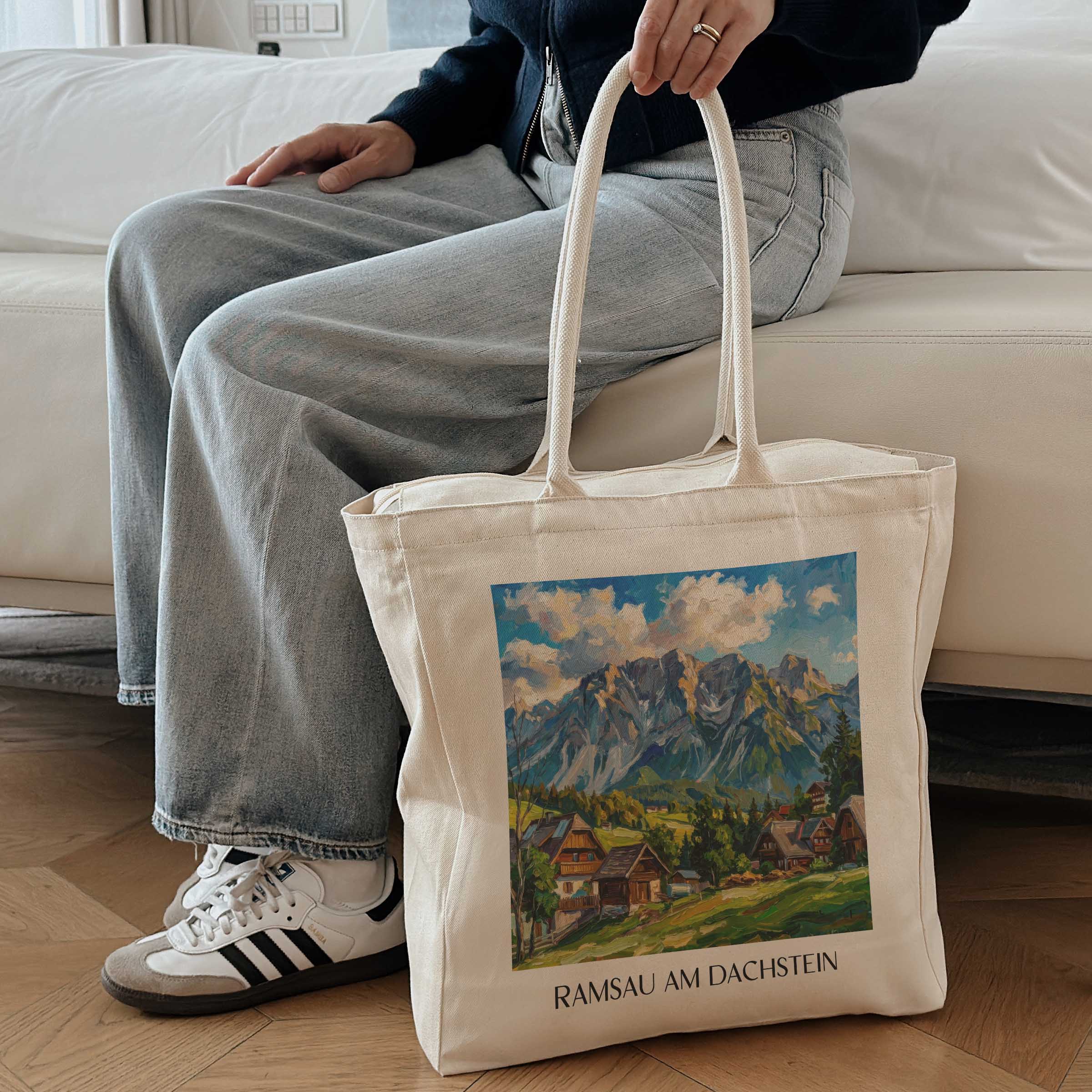 ramsau-am-dachstein-steiermark-österreich-einkaufstasche-oil-painting-oelgemaelde