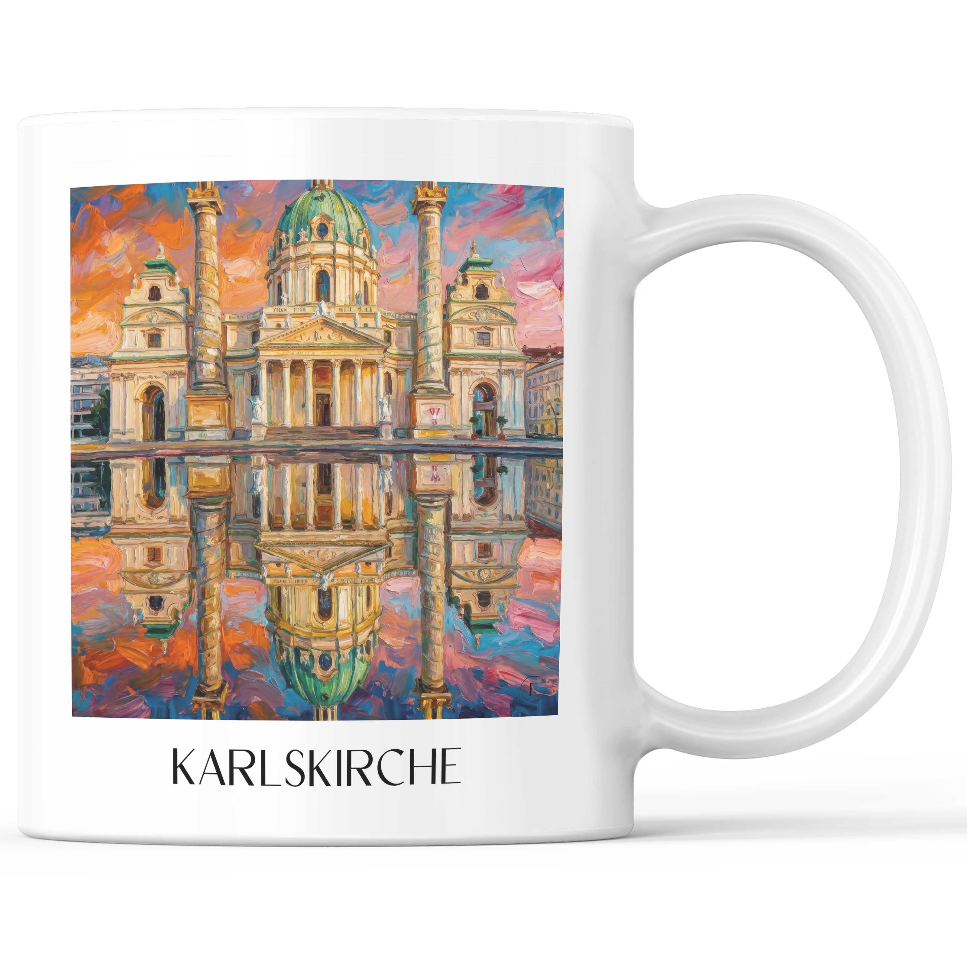 Karlskirche Kaffeebecher - Wien - Österreich Becher - Kaffeetasse im Ölgemälde Stil