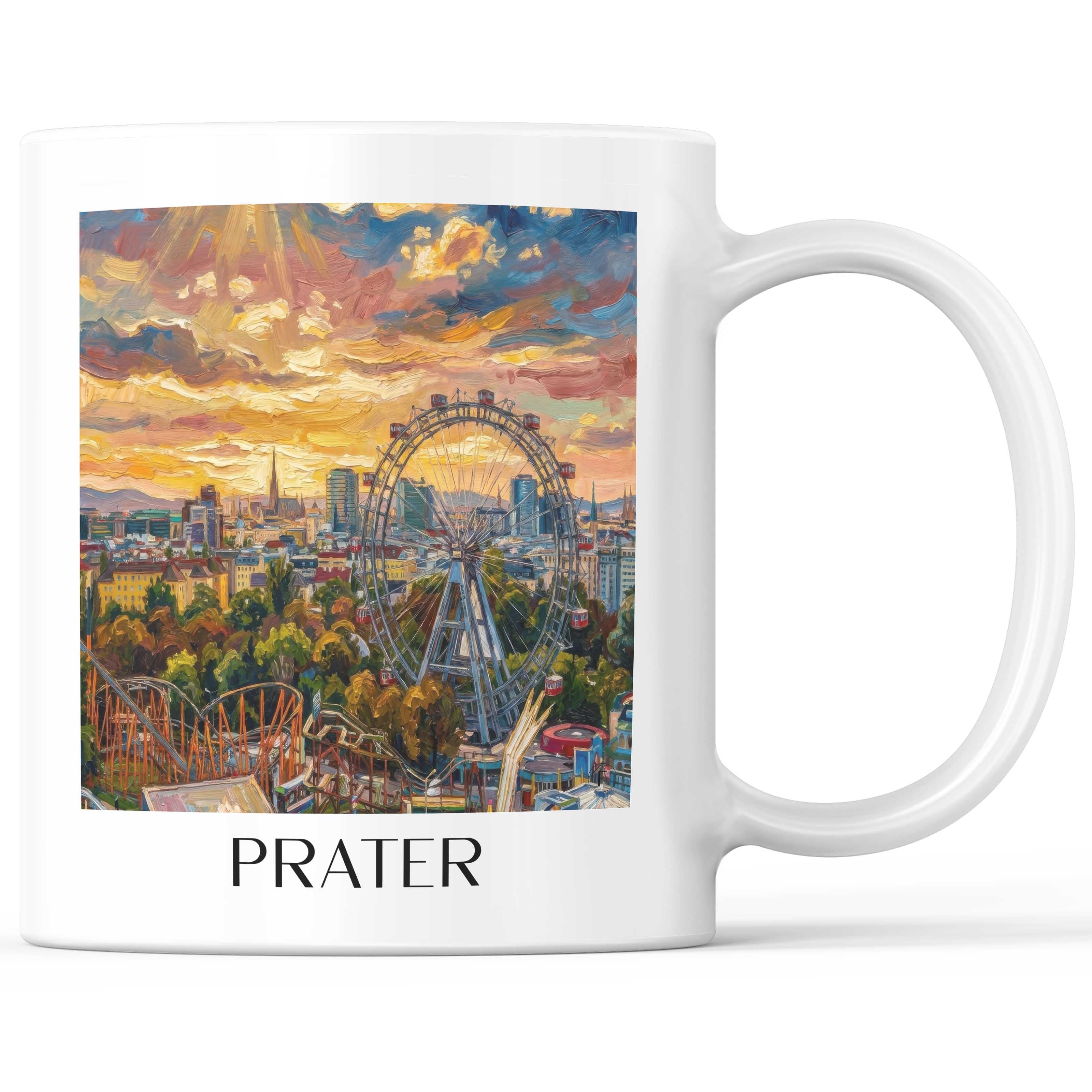Prater Kaffeebecher - Wien - Österreich Becher - Kaffeetasse im Ölgemälde Stil