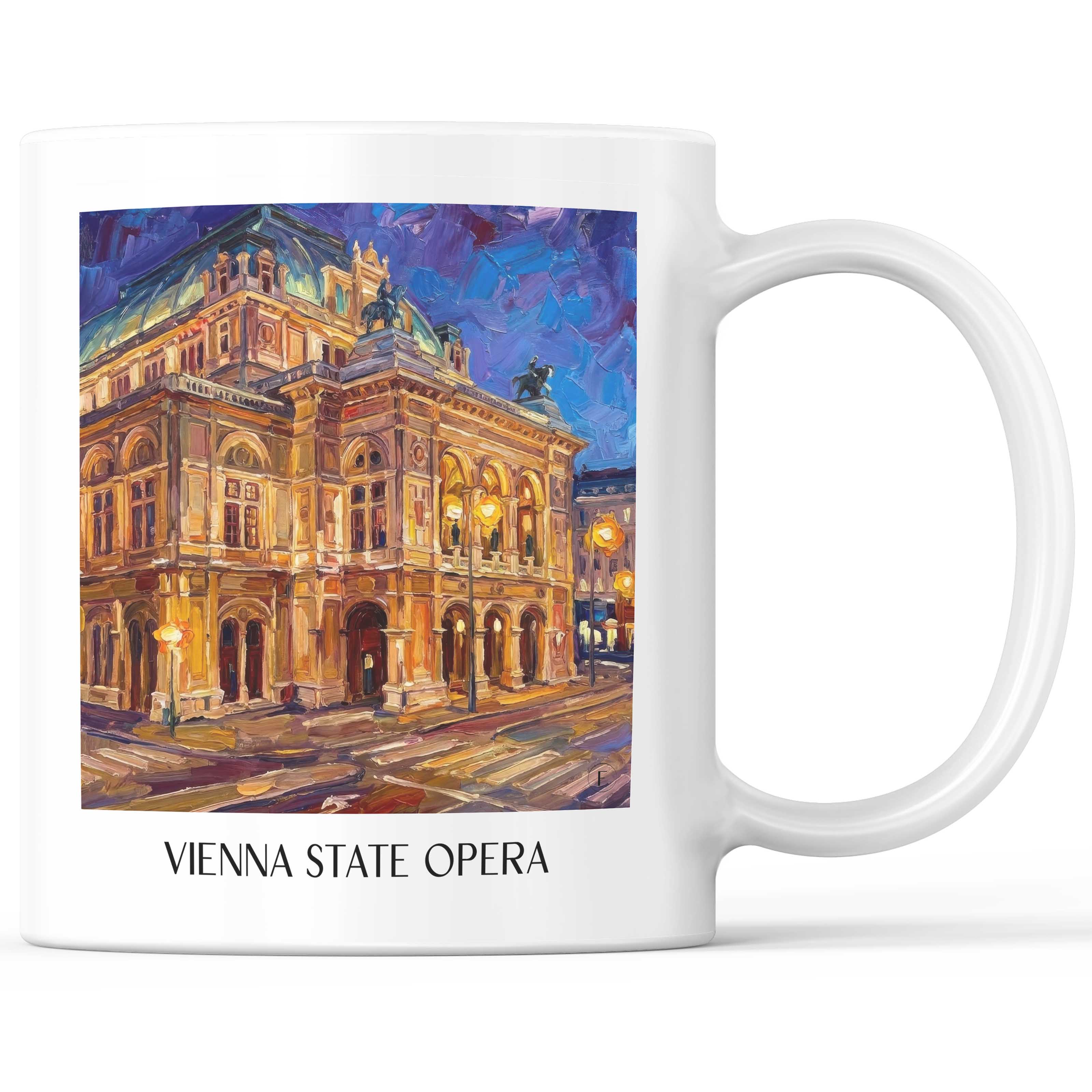 Wiener Staatsoper Kaffeebecher - Österreich - Österreich Becher - Kaffeetasse im Ölgemälde Stil