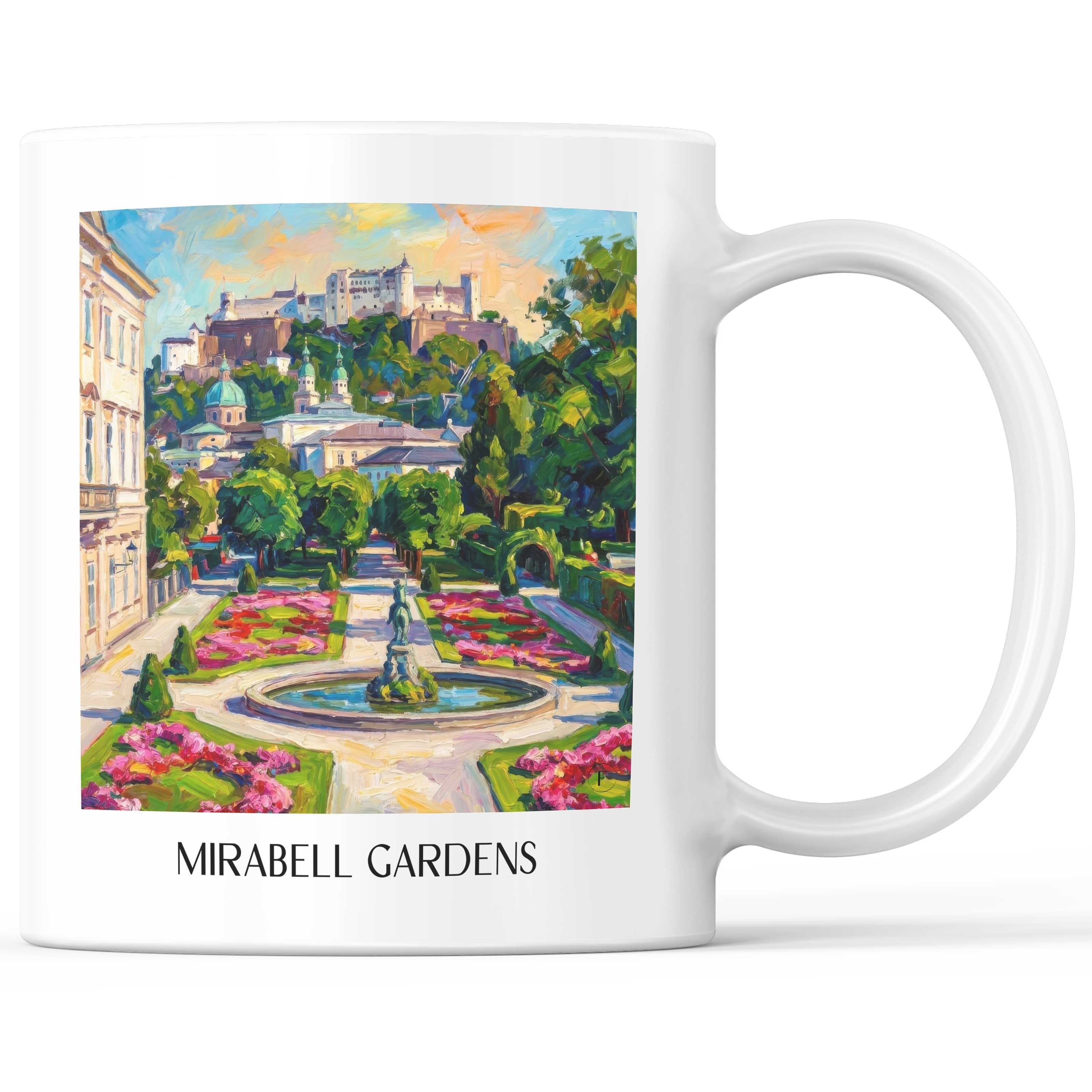 Mirabellgarten Kaffeebecher - Salzburg - Österreich Becher - Kaffeetasse im Ölgemälde Stil