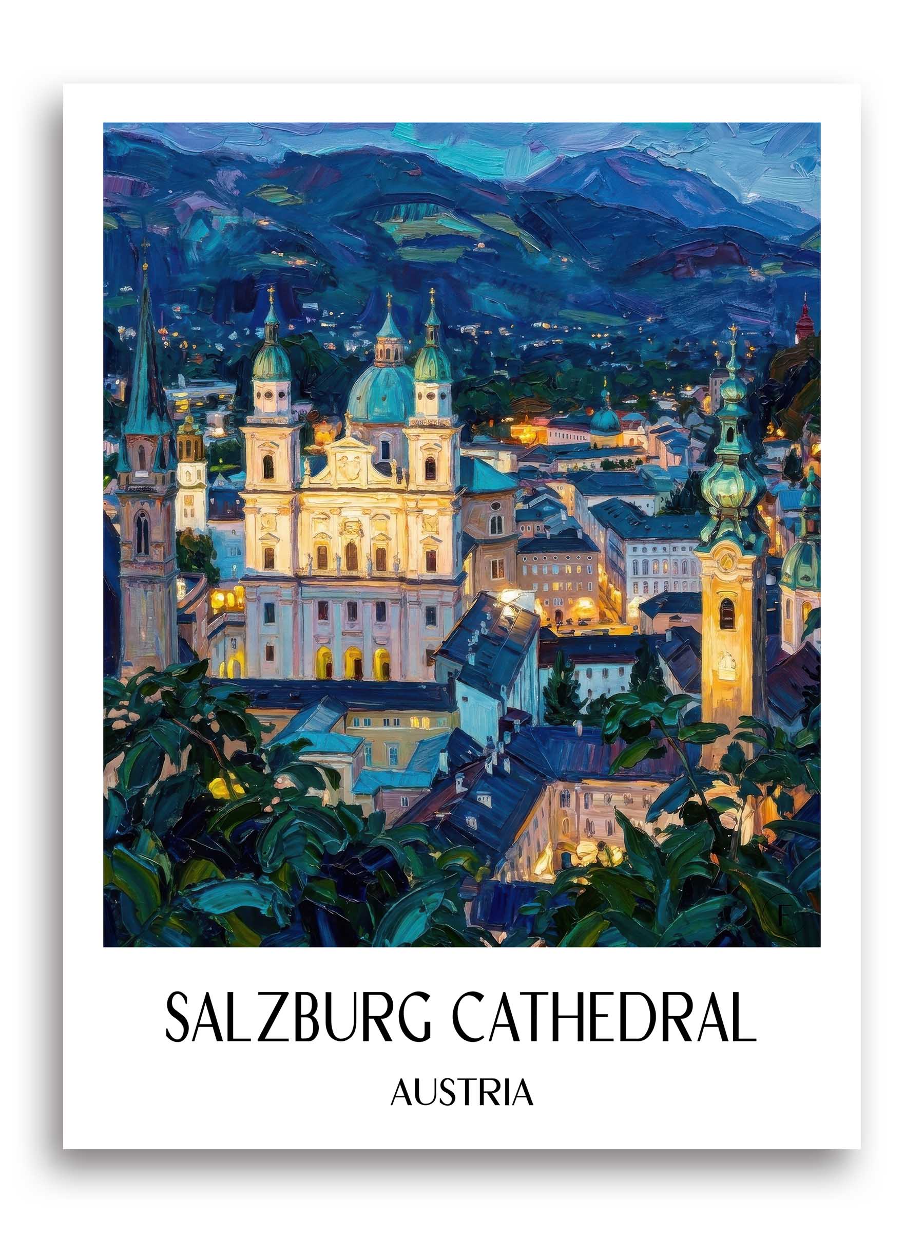 Salzburger Dom Poster - Österreich - Österreich Kunstdruck - Ölgemälde von A4 bis A1