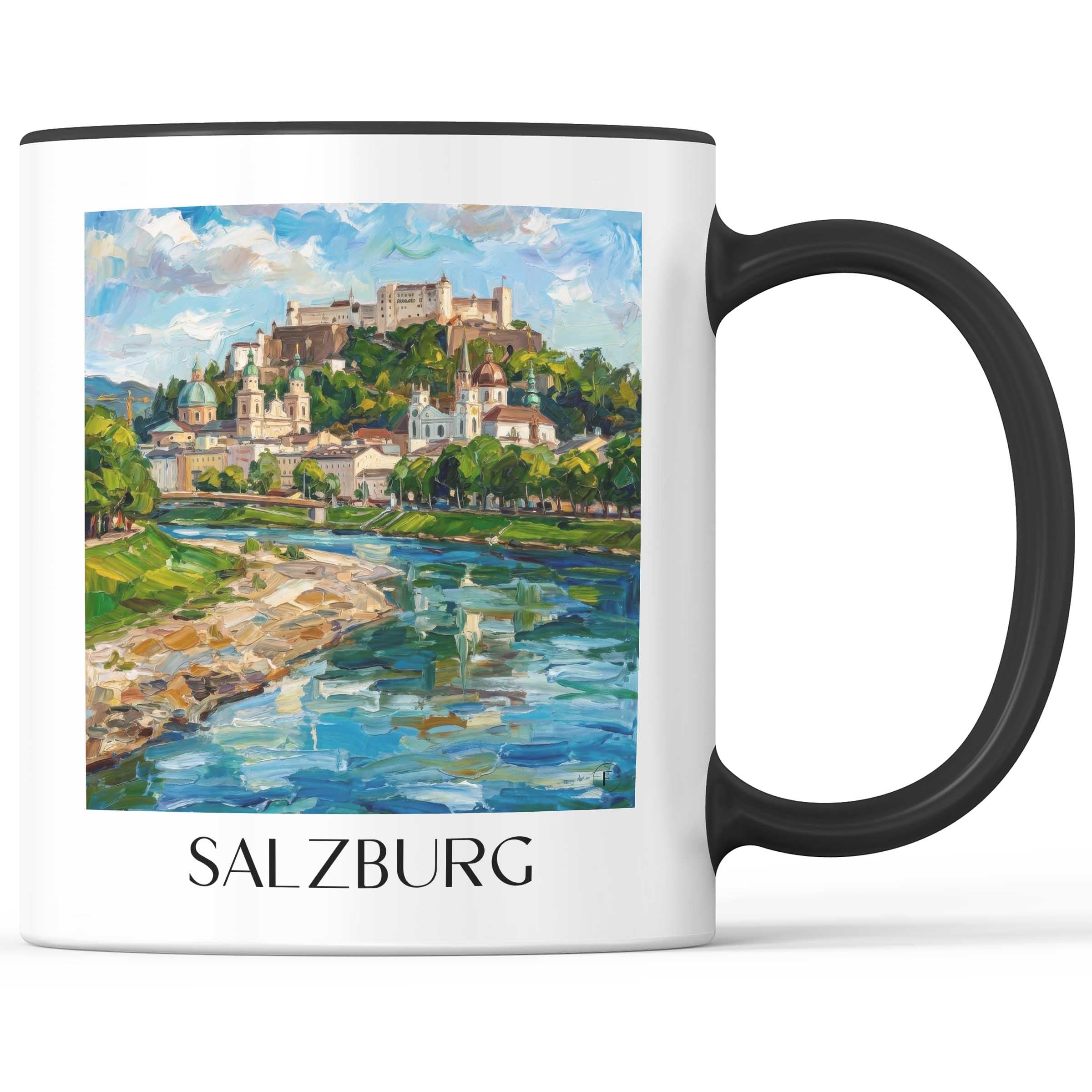 Salzburg Kaffeebecher - Österreich - Österreich Becher - Kaffeetasse im Ölgemälde Stil