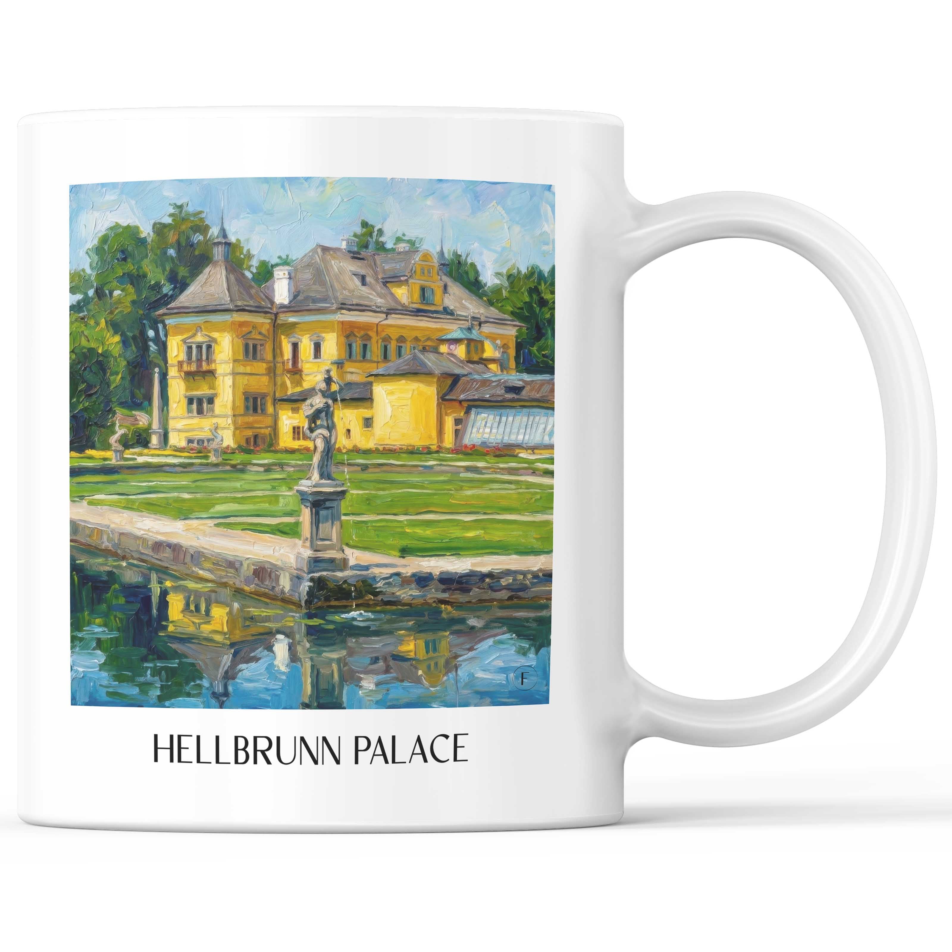Schloss Hellbrunn Kaffeebecher - Salzburg - Österreich Becher - Kaffeetasse im Ölgemälde Stil