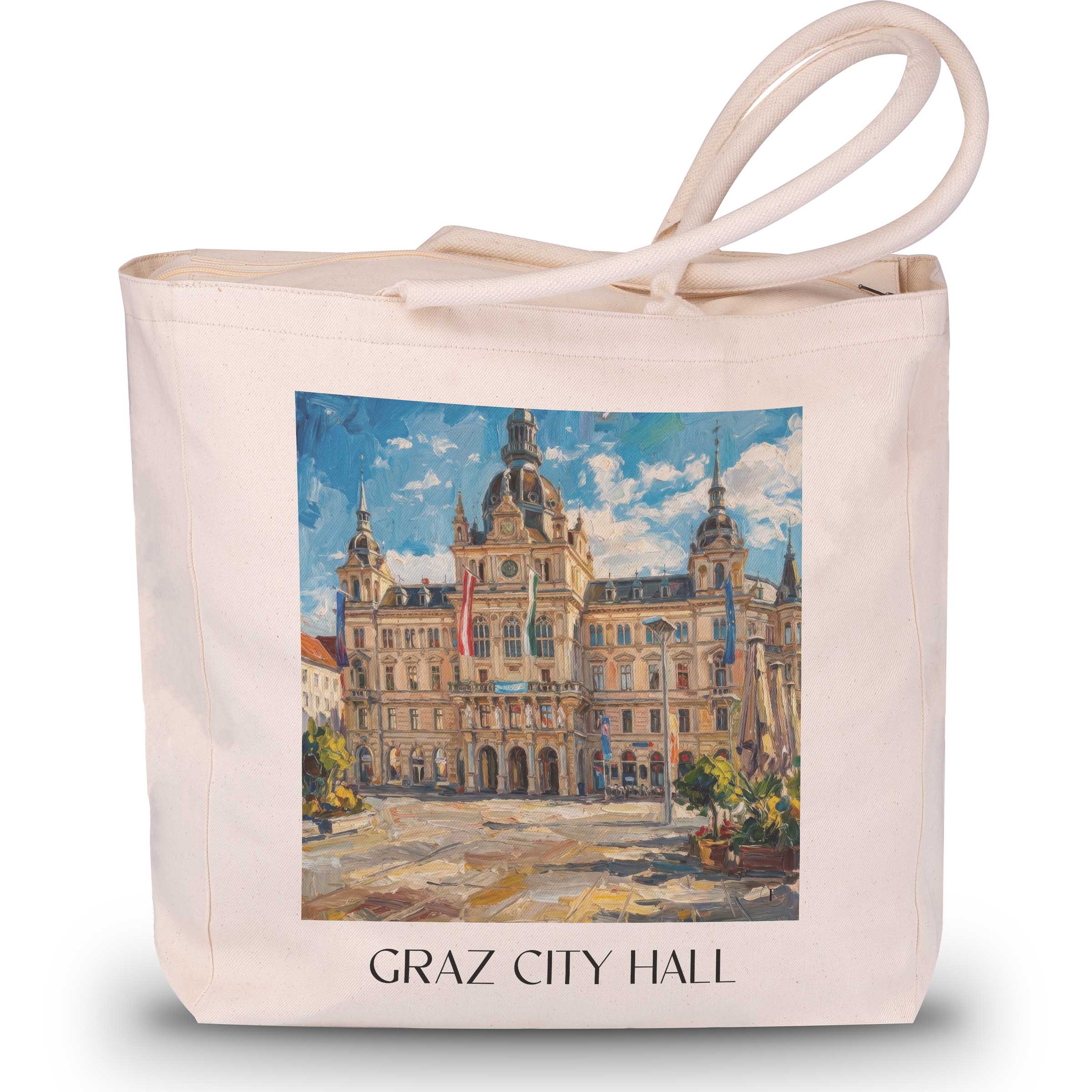 Grazer Rathaus Shopping Tasche - Österreich - Österreich Tote Bag - Einkaufstasche im Ölgemälde Stil