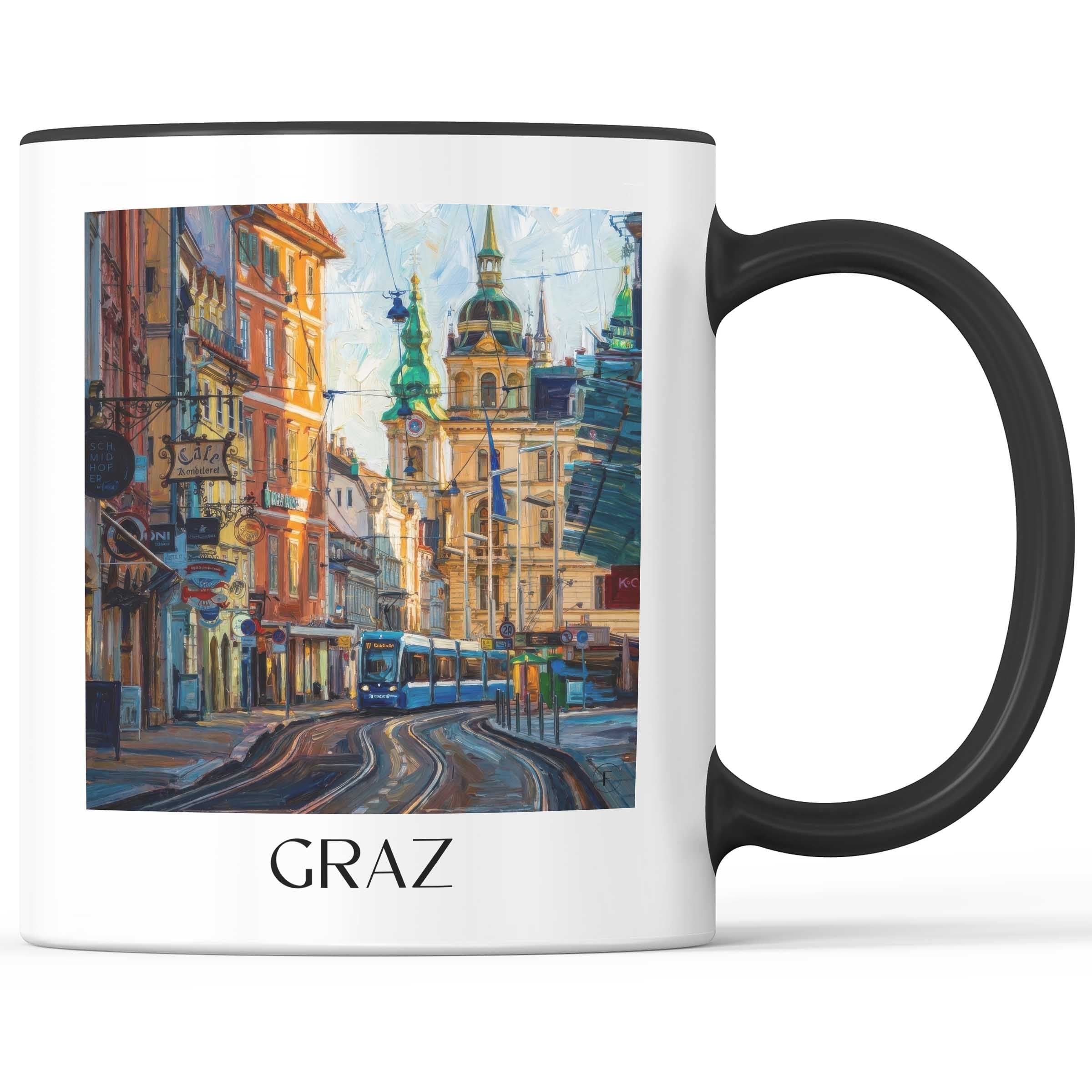 Graz Kaffeebecher - Österreich - Österreich Becher - Kaffeetasse im Ölgemälde Stil