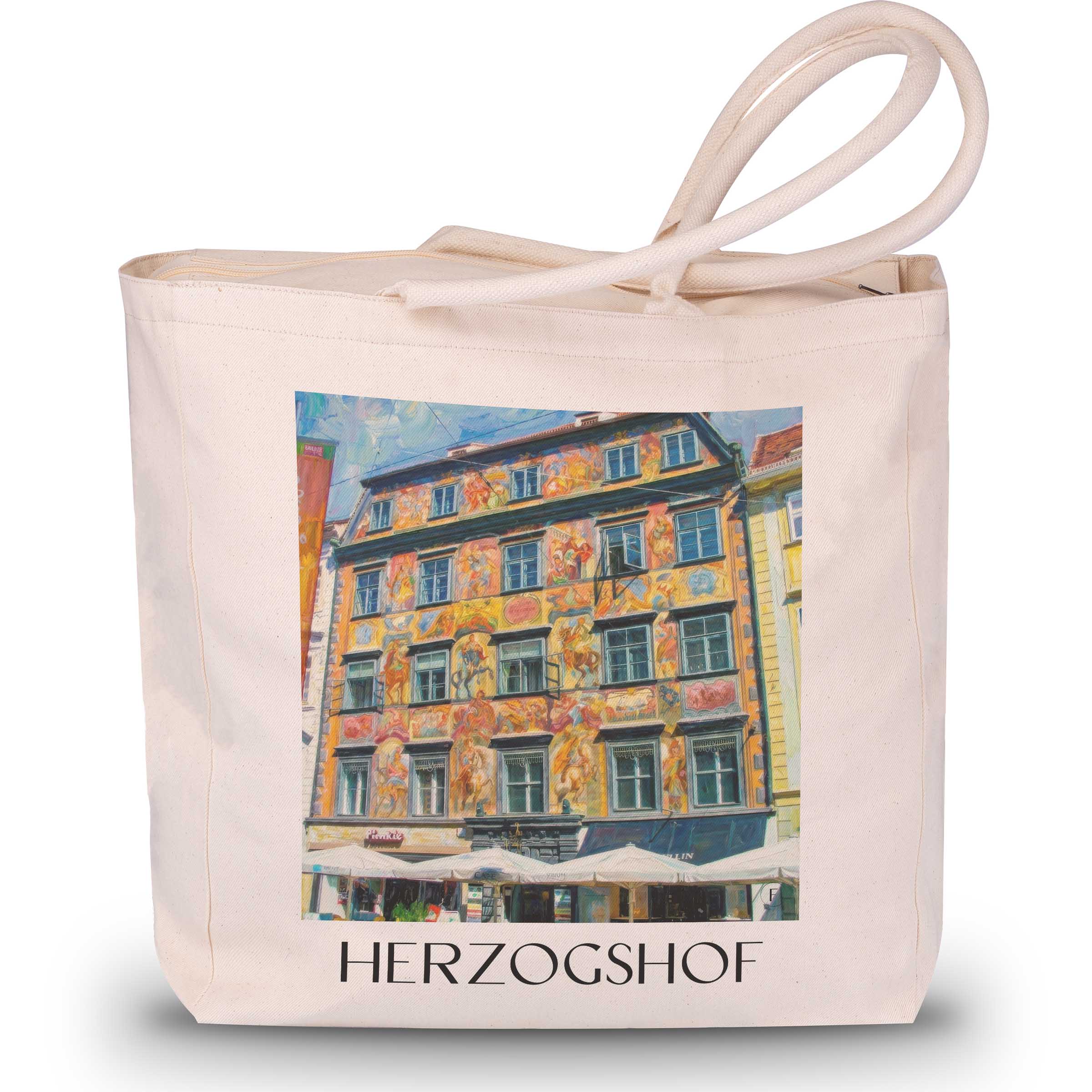 herzogshof-graz-österreich-einkaufstasche-oil-painting-oelgemaelde