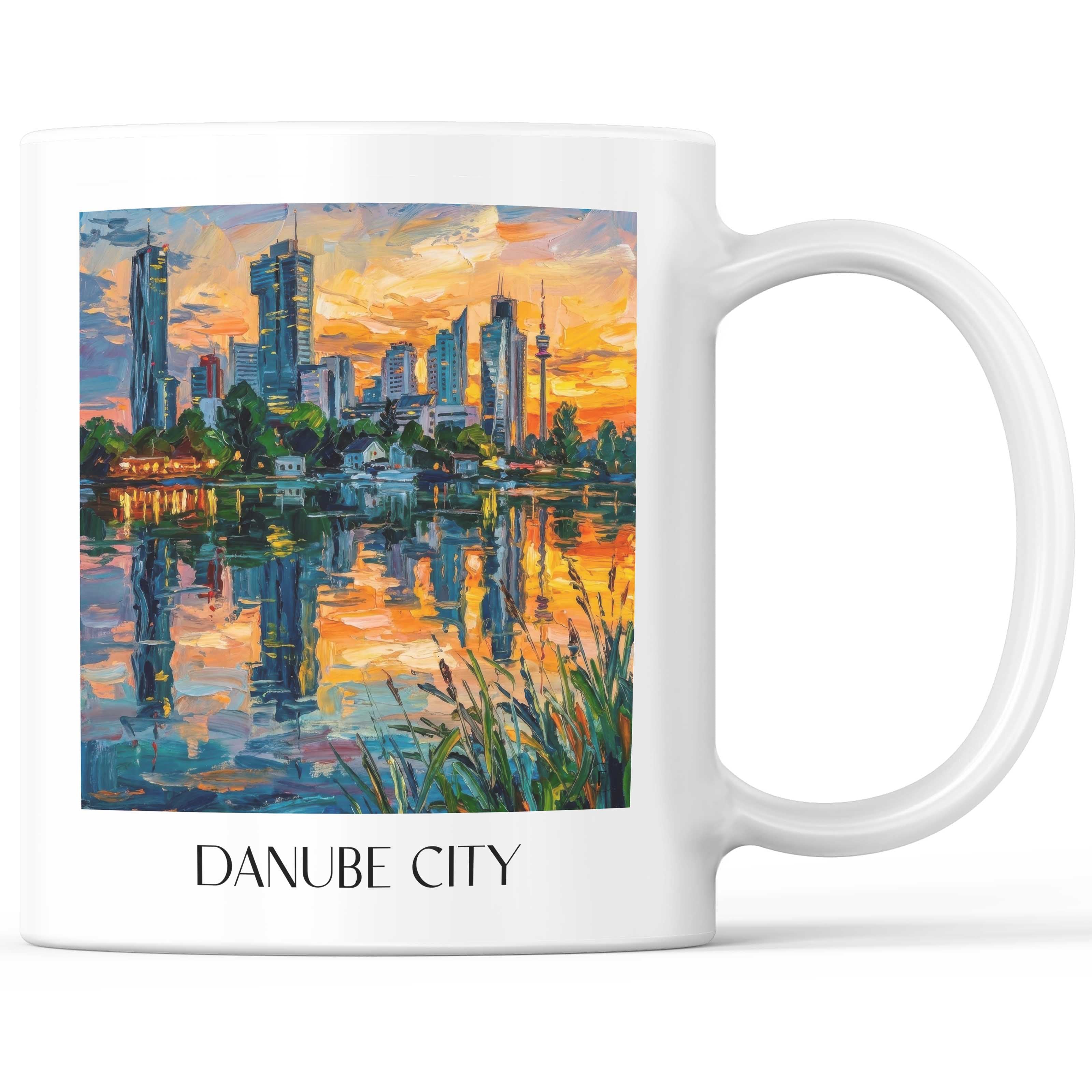Donau City Kaffeebecher - Wien - Österreich Becher - Kaffeetasse im Ölgemälde Stil