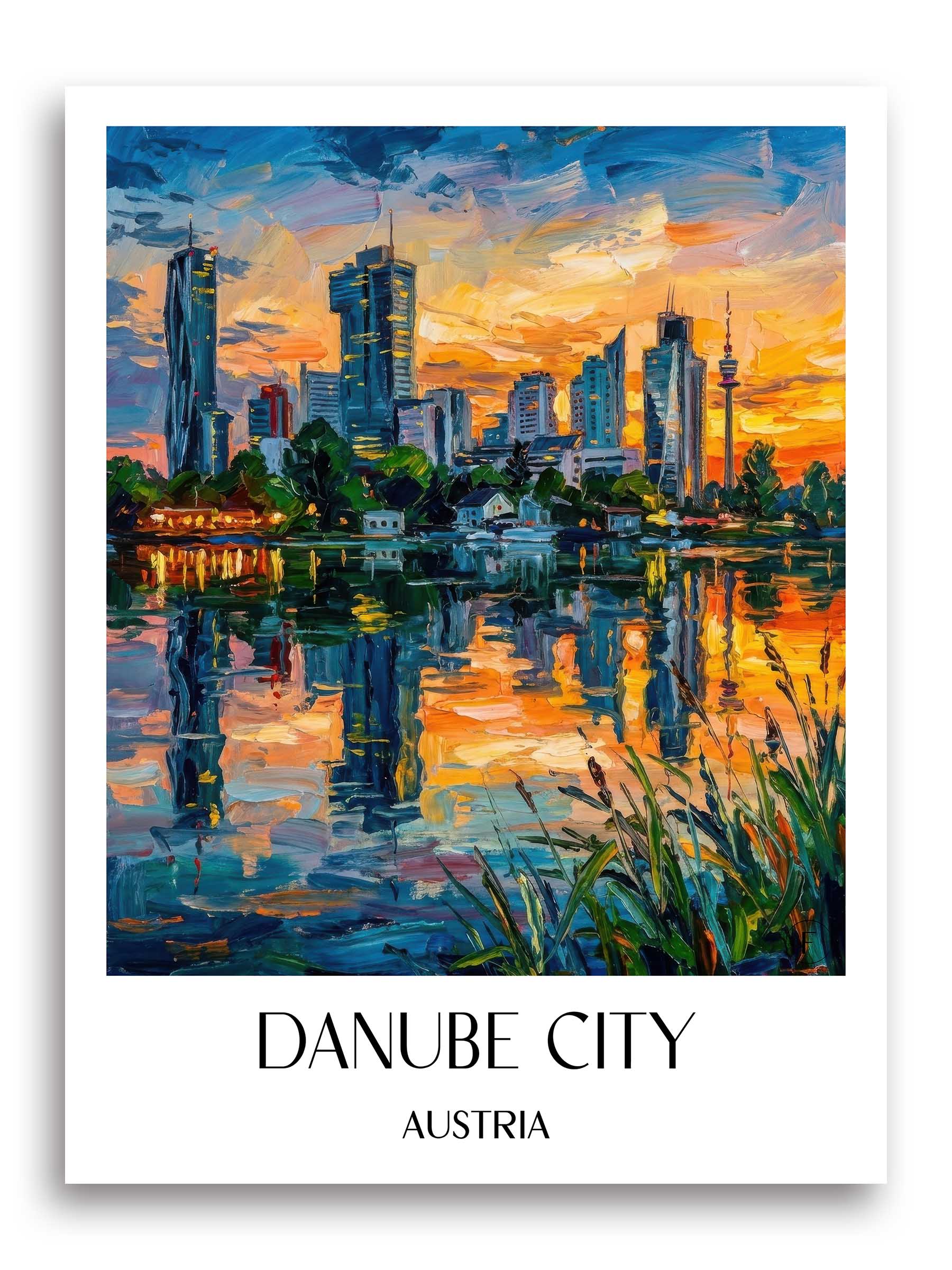 Donau City Poster - Wien - Österreich Kunstdruck - Ölgemälde von A4 bis A1