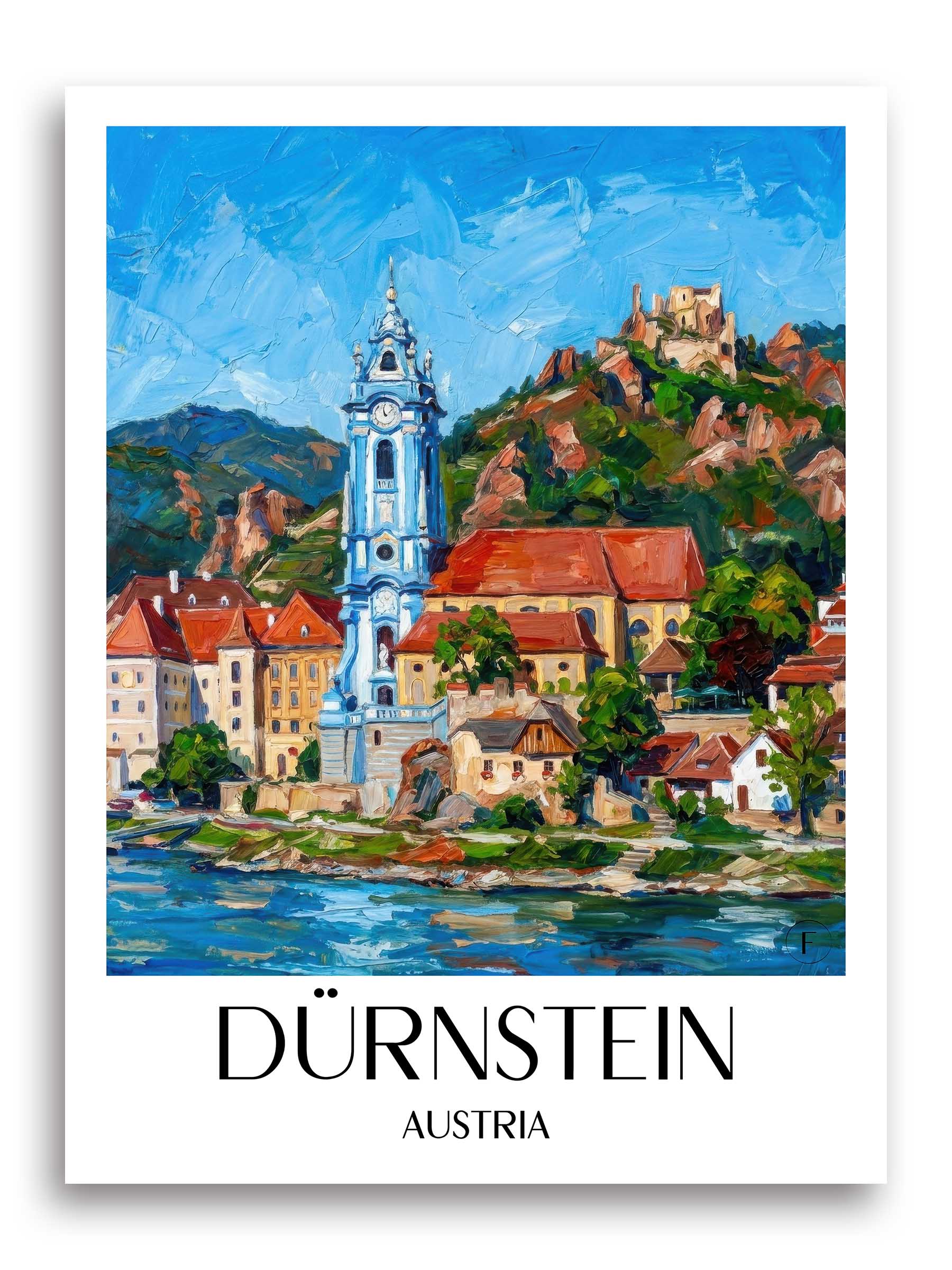 Dürnstein Poster - Österreich - Österreich Kunstdruck - Ölgemälde von A4 bis A1