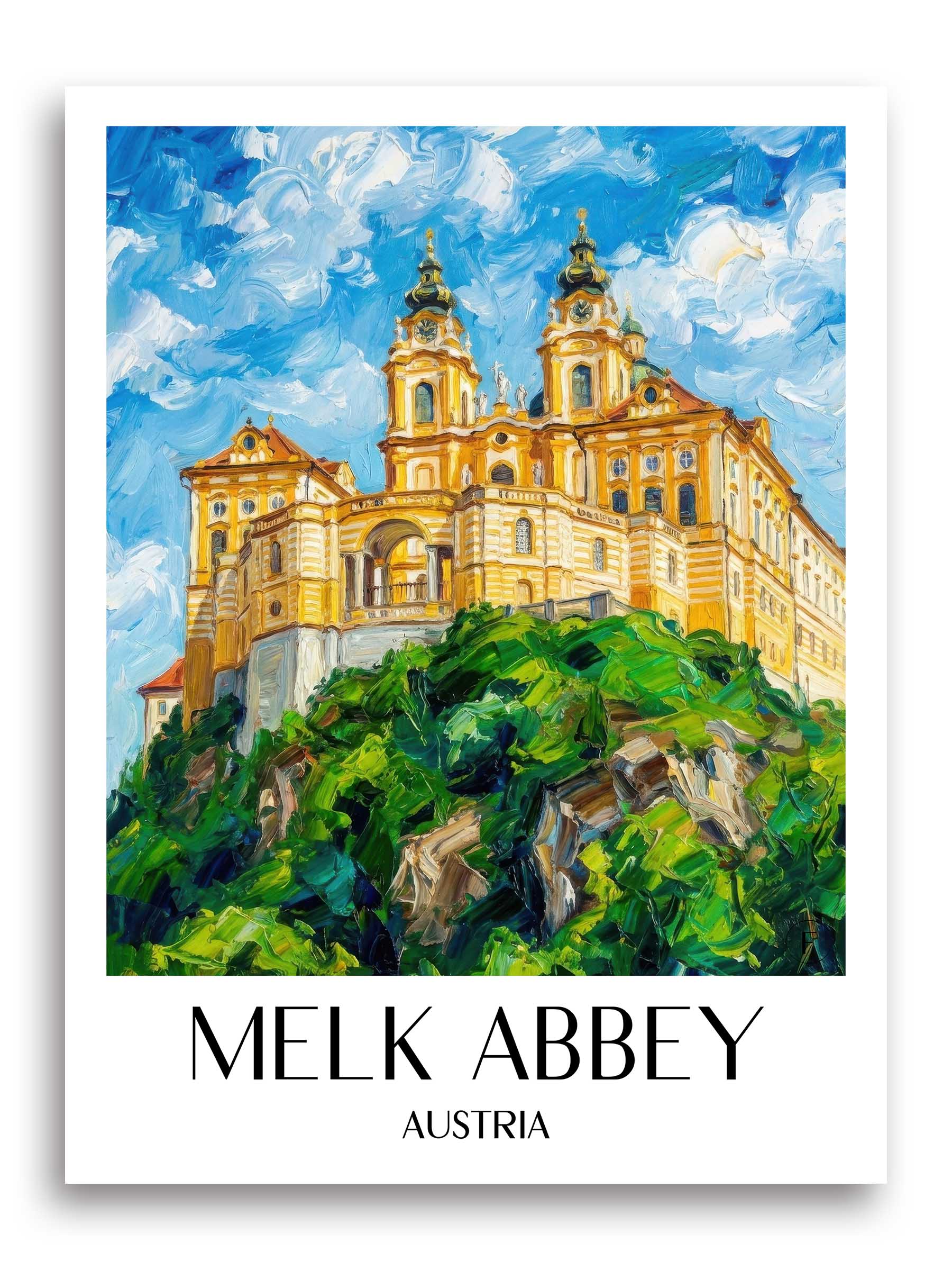 Stift Melk Poster - Österreich - Österreich Kunstdruck - Ölgemälde von A4 bis A1
