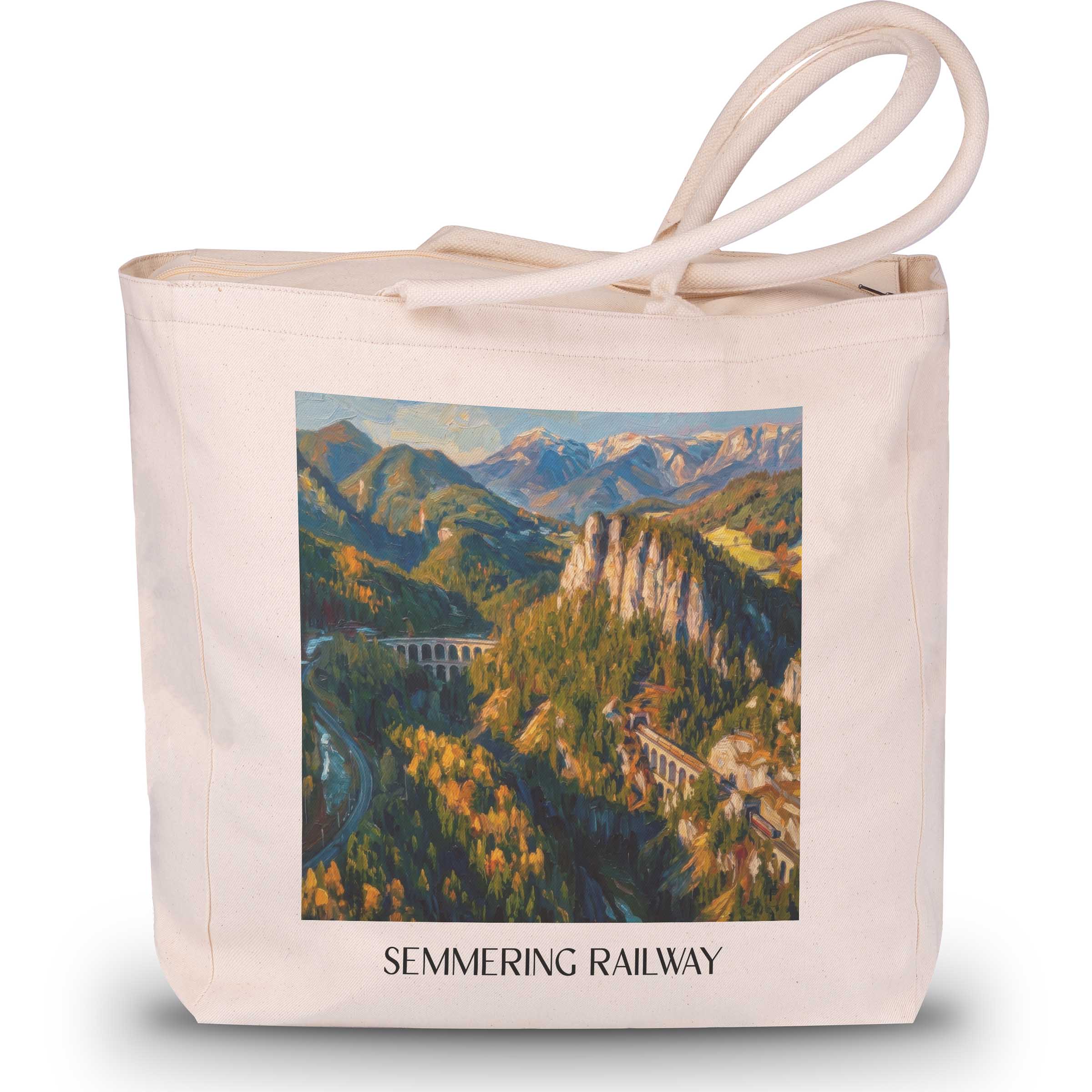 Semmeringbahn Shopping Tasche - Österreich - Österreich Tote Bag - Einkaufstasche im Ölgemälde Stil