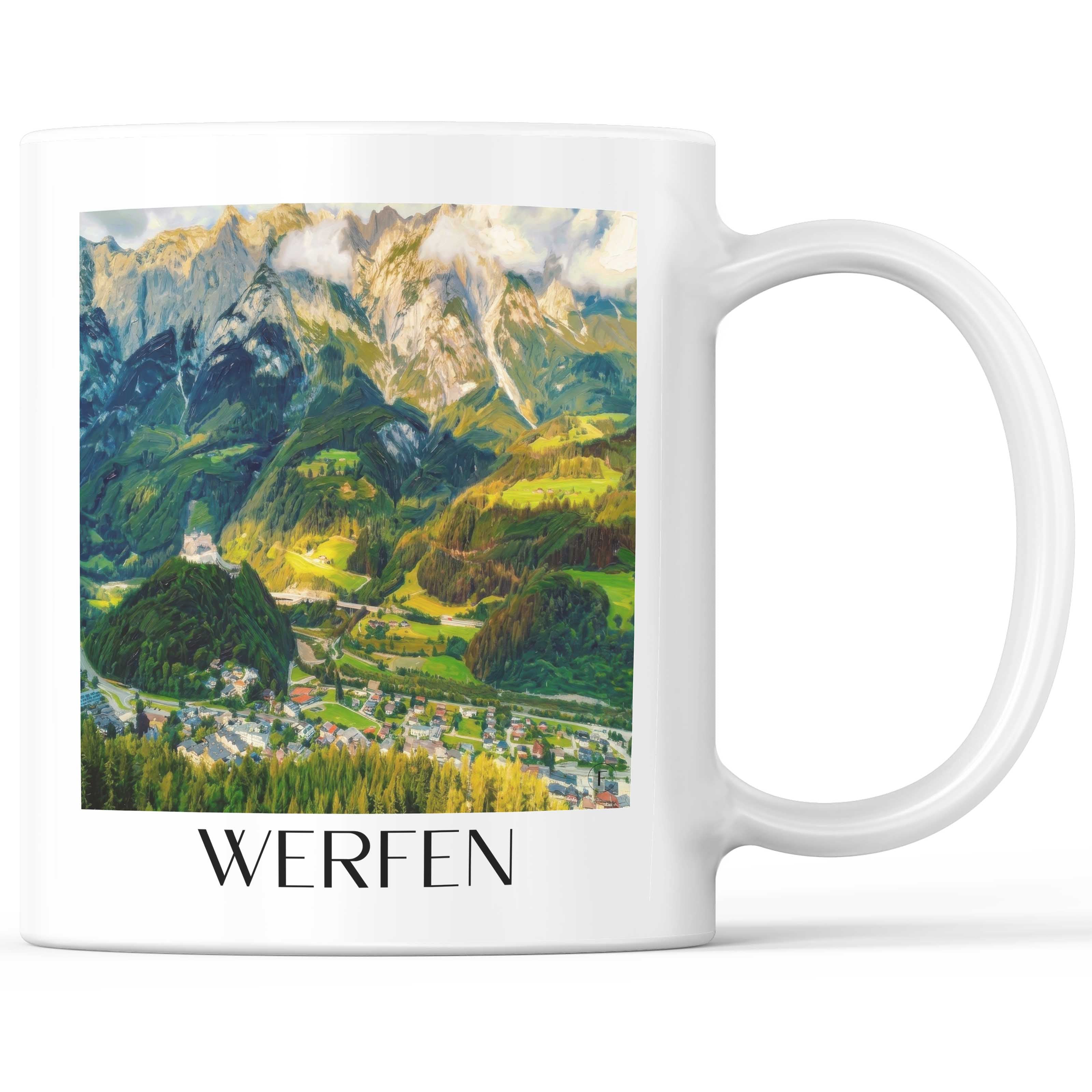 Werfen Kaffeebecher - Österreich - Österreich Becher - Kaffeetasse im Ölgemälde Stil