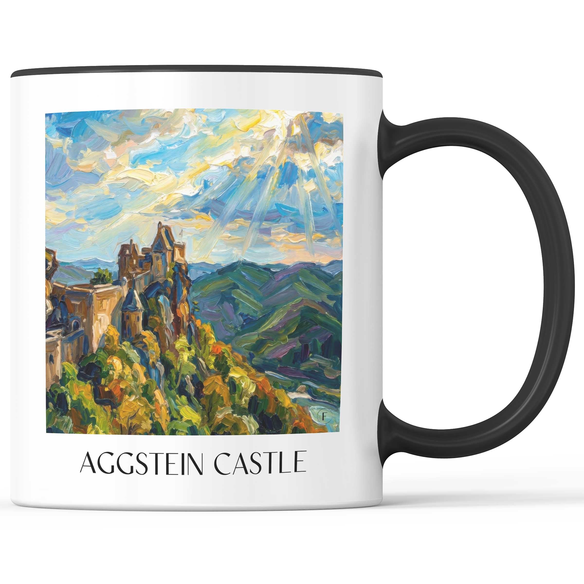Burg Aggstein Kaffeebecher - Wachau - Österreich Becher - Kaffeetasse im Ölgemälde Stil