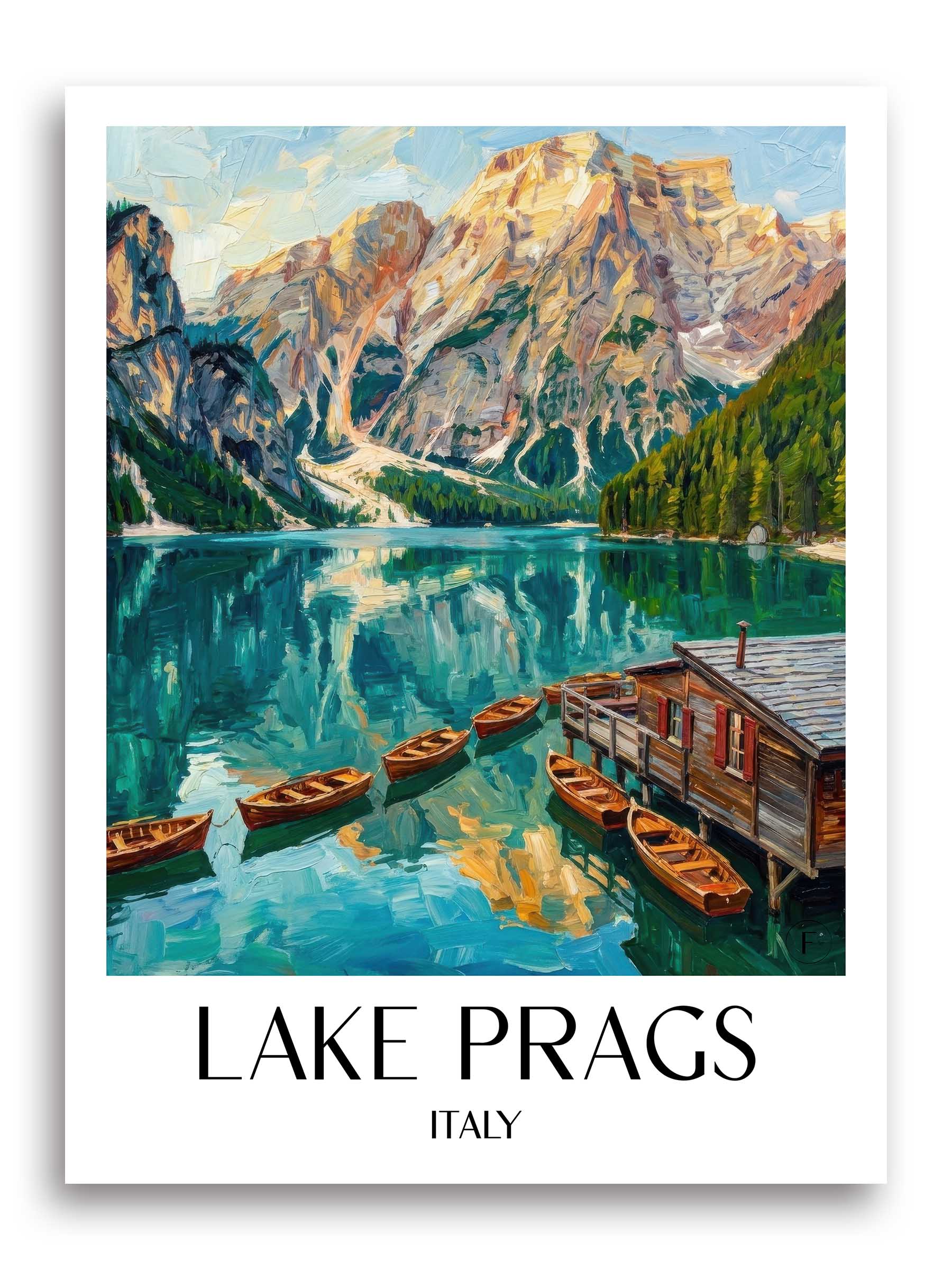 Pragser Wildsee Poster - Südtirol - Italien Kunstdruck - Ölgemälde von A4 bis A1