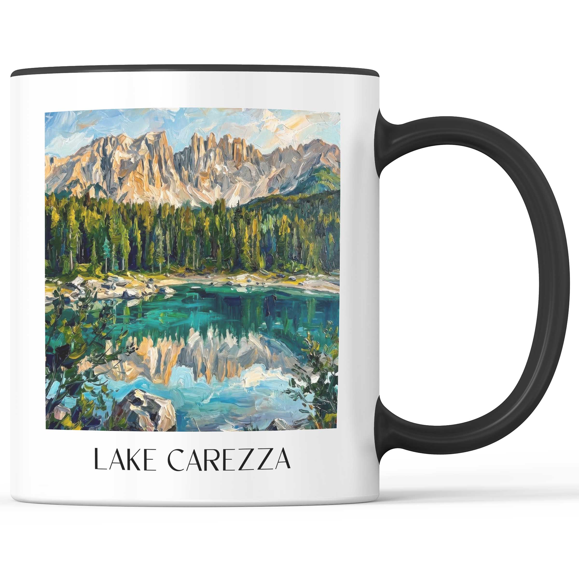 Karersee Kaffeebecher - Südtirol - Italien Becher - Kaffeetasse im Ölgemälde Stil