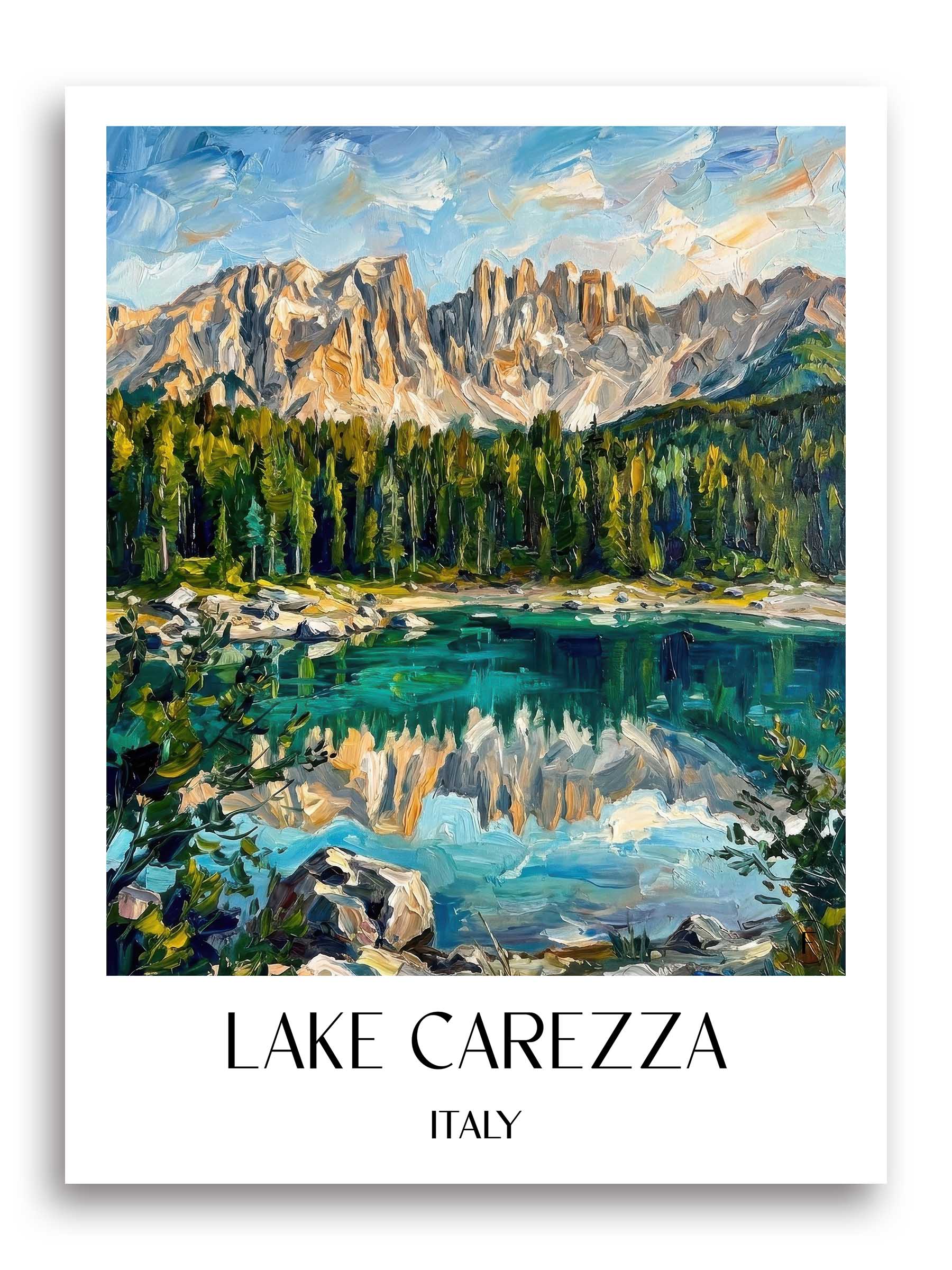 Karersee Poster - Südtirol - Italien Kunstdruck - Ölgemälde von A4 bis A1