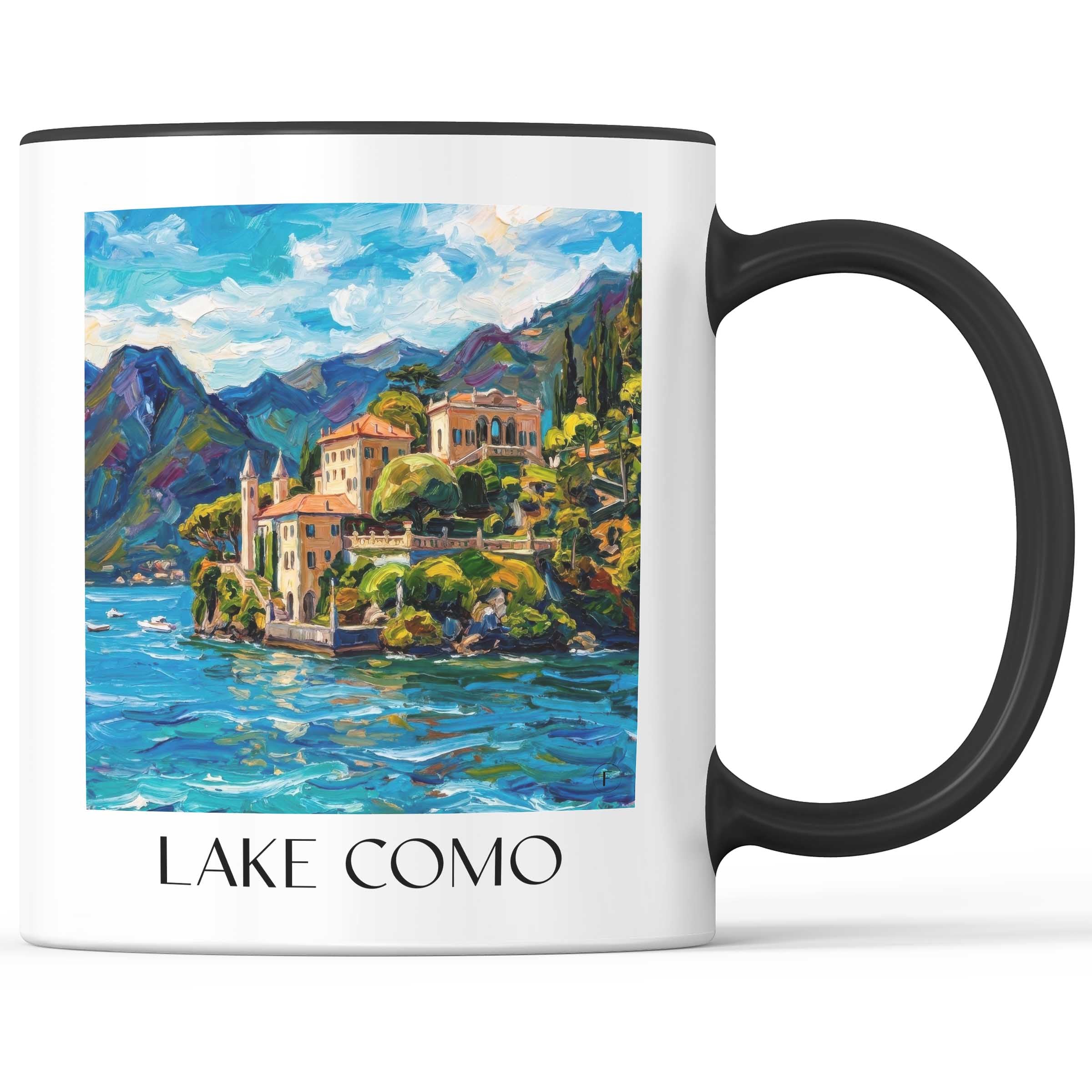 Comer See Kaffeebecher - Lombardei - Italien Becher - Kaffeetasse im Ölgemälde Stil