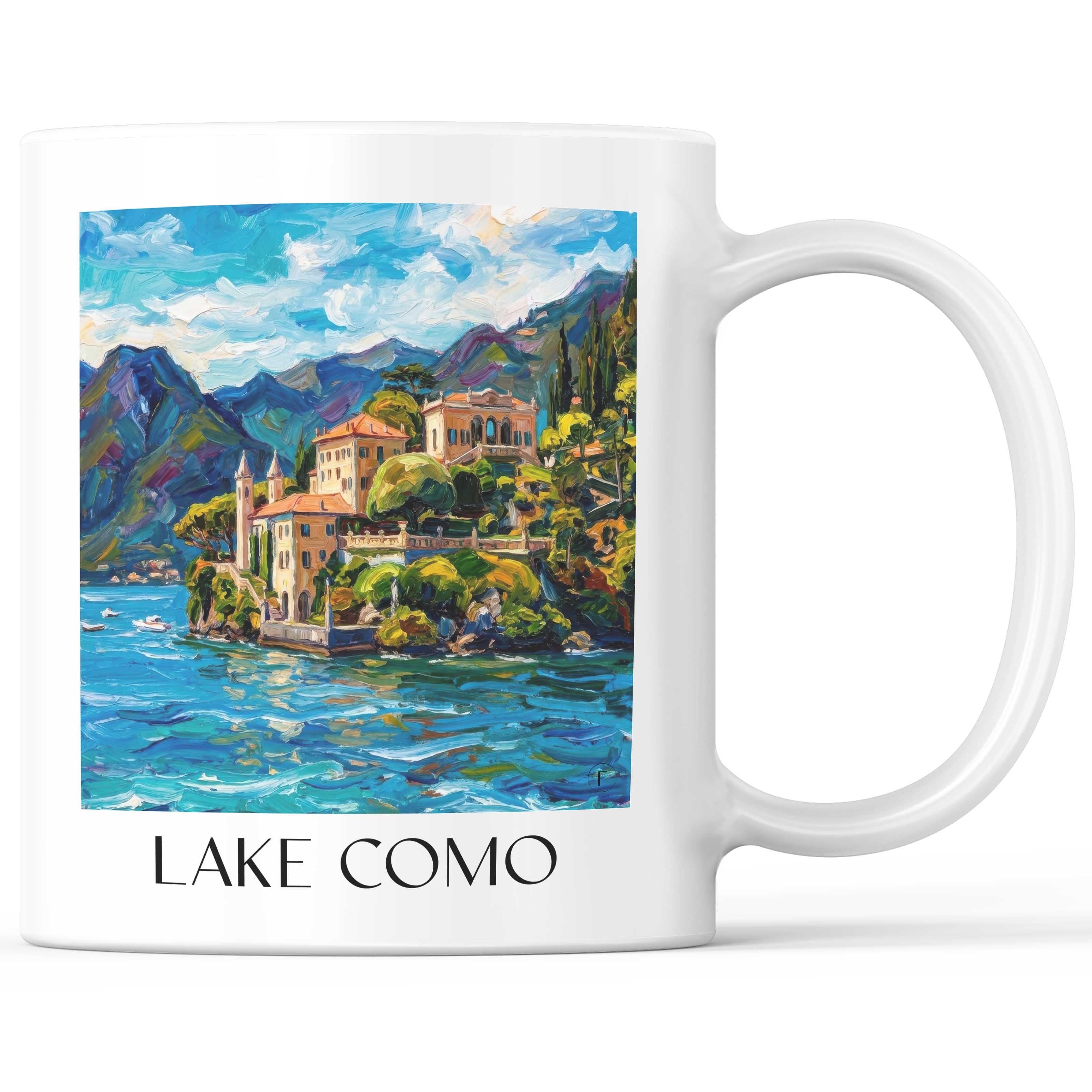 Comer See Kaffeebecher - Lombardei - Italien Becher - Kaffeetasse im Ölgemälde Stil