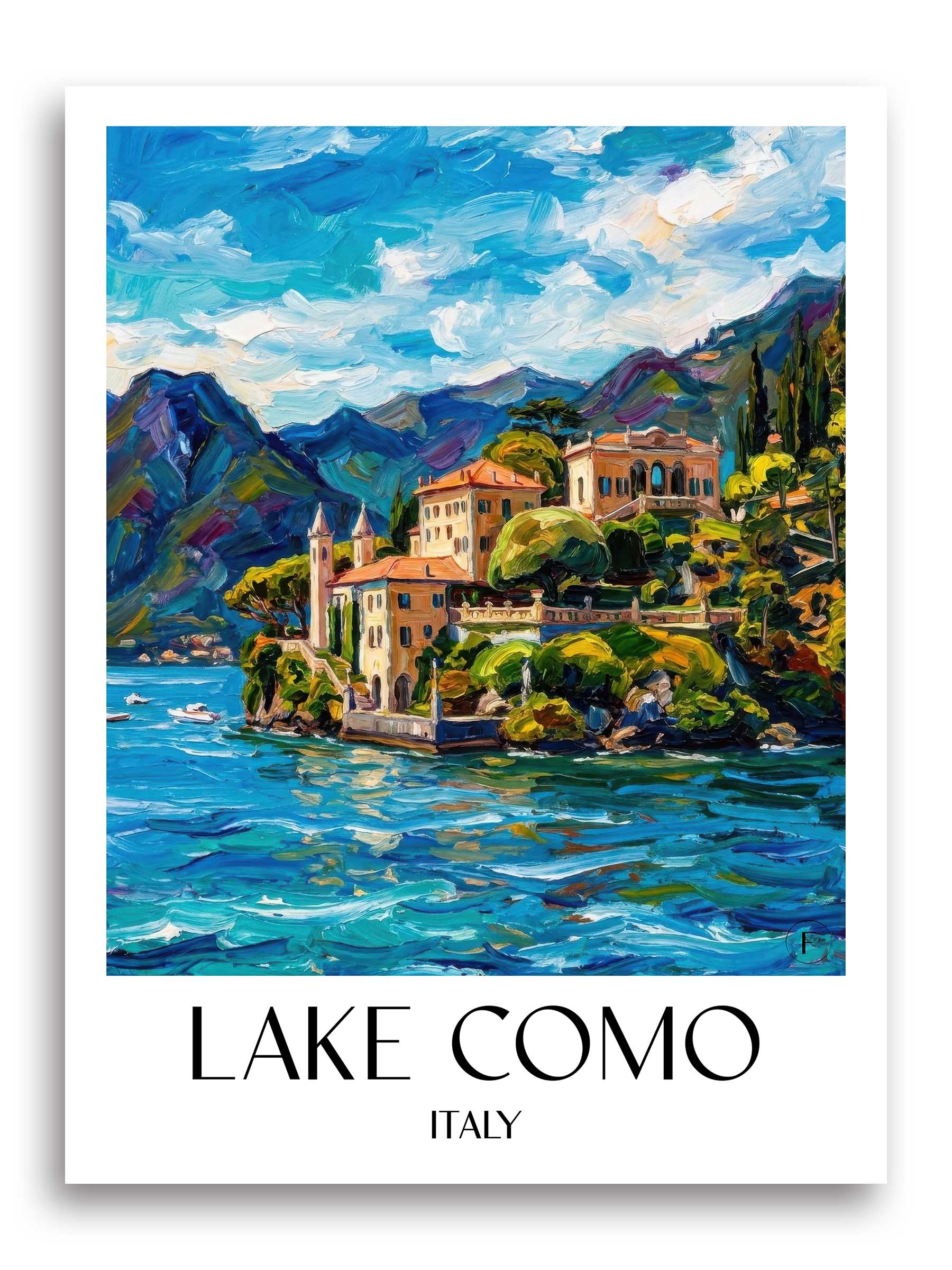 Comer See Poster - Lombardei - Italien Kunstdruck - Ölgemälde von A4 bis A1