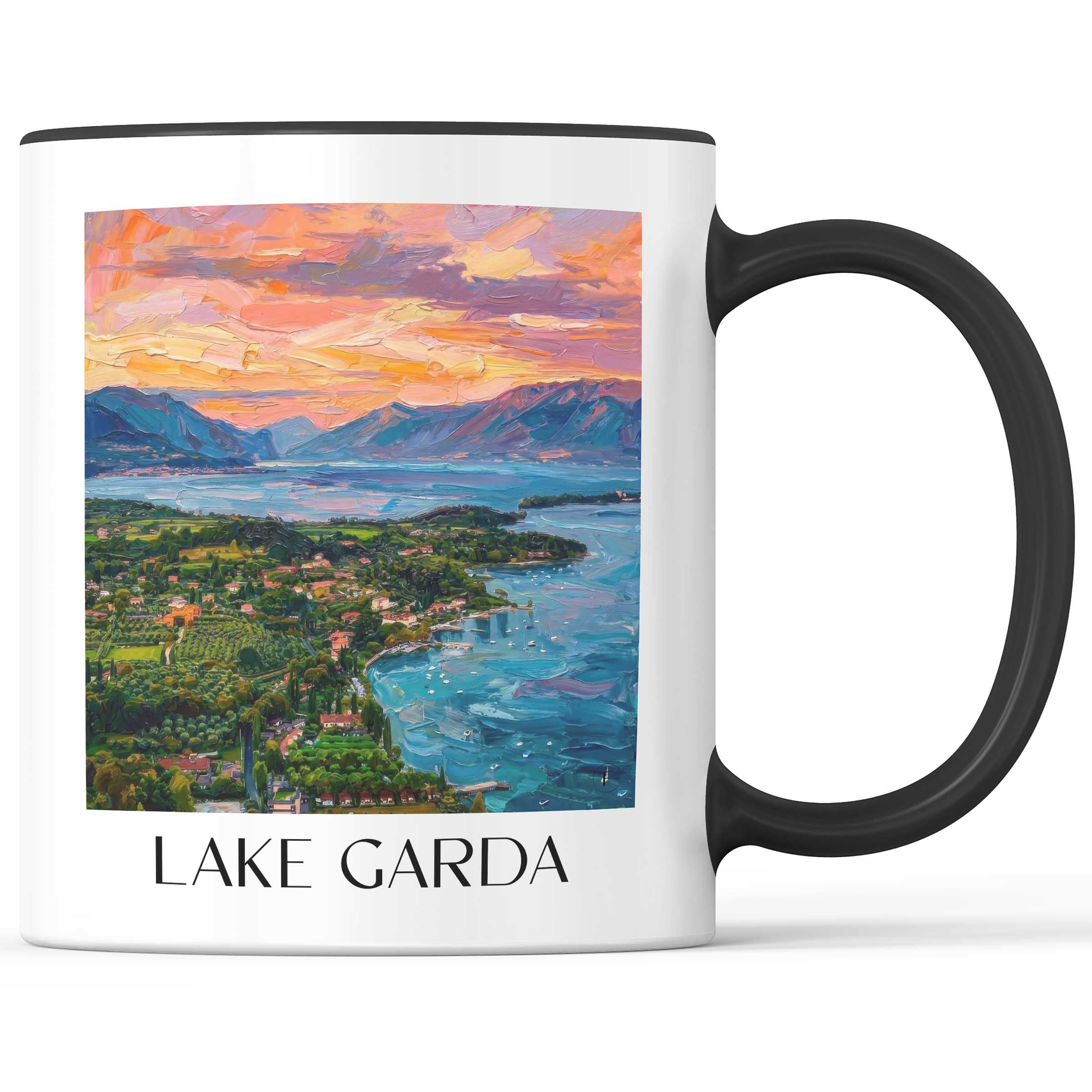 Gardasee Kaffeebecher - Italien - Italien Becher - Kaffeetasse im Ölgemälde Stil