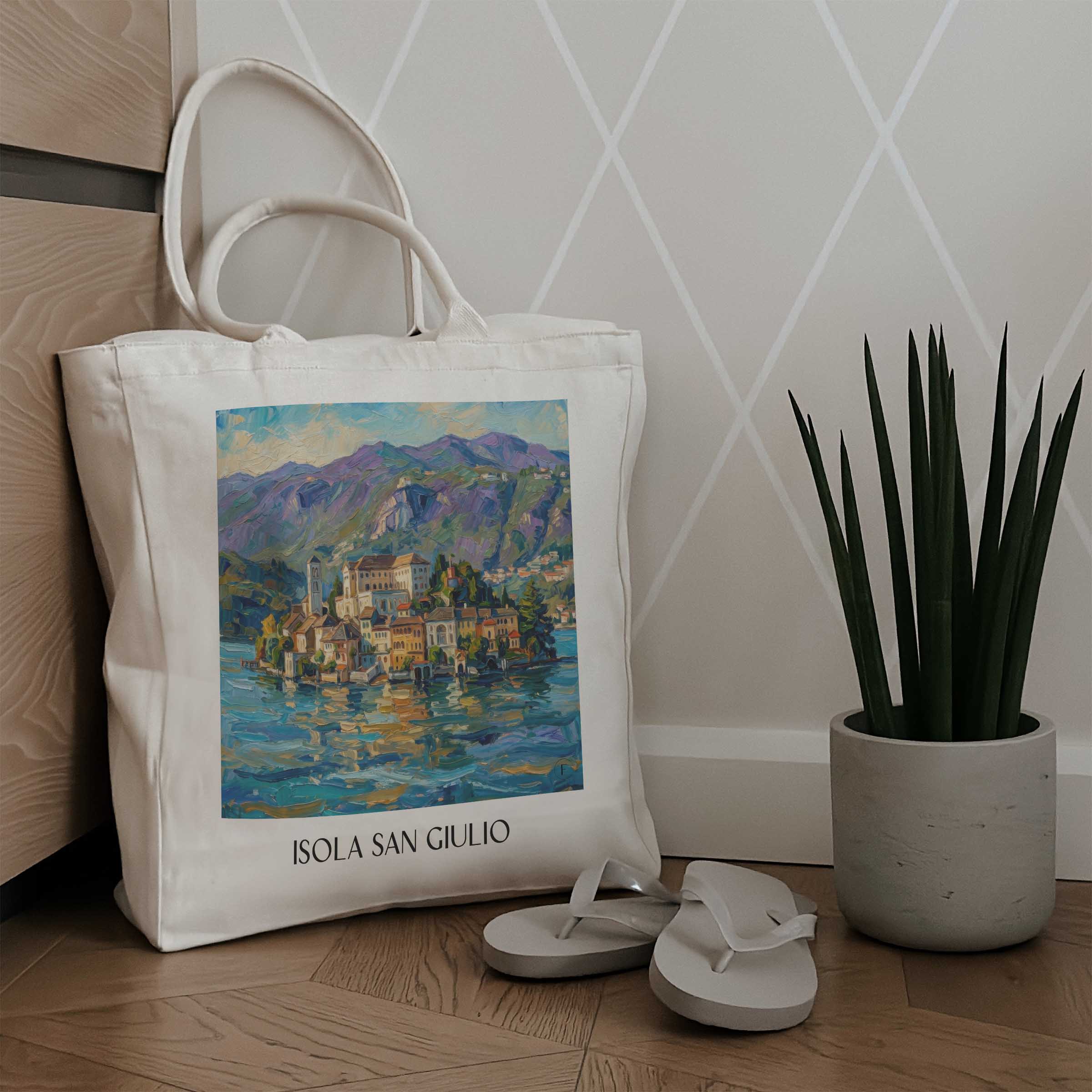 isola-san-giulio-lago-d´orta-italien-einkaufstasche-oil-painting-oelgemaelde