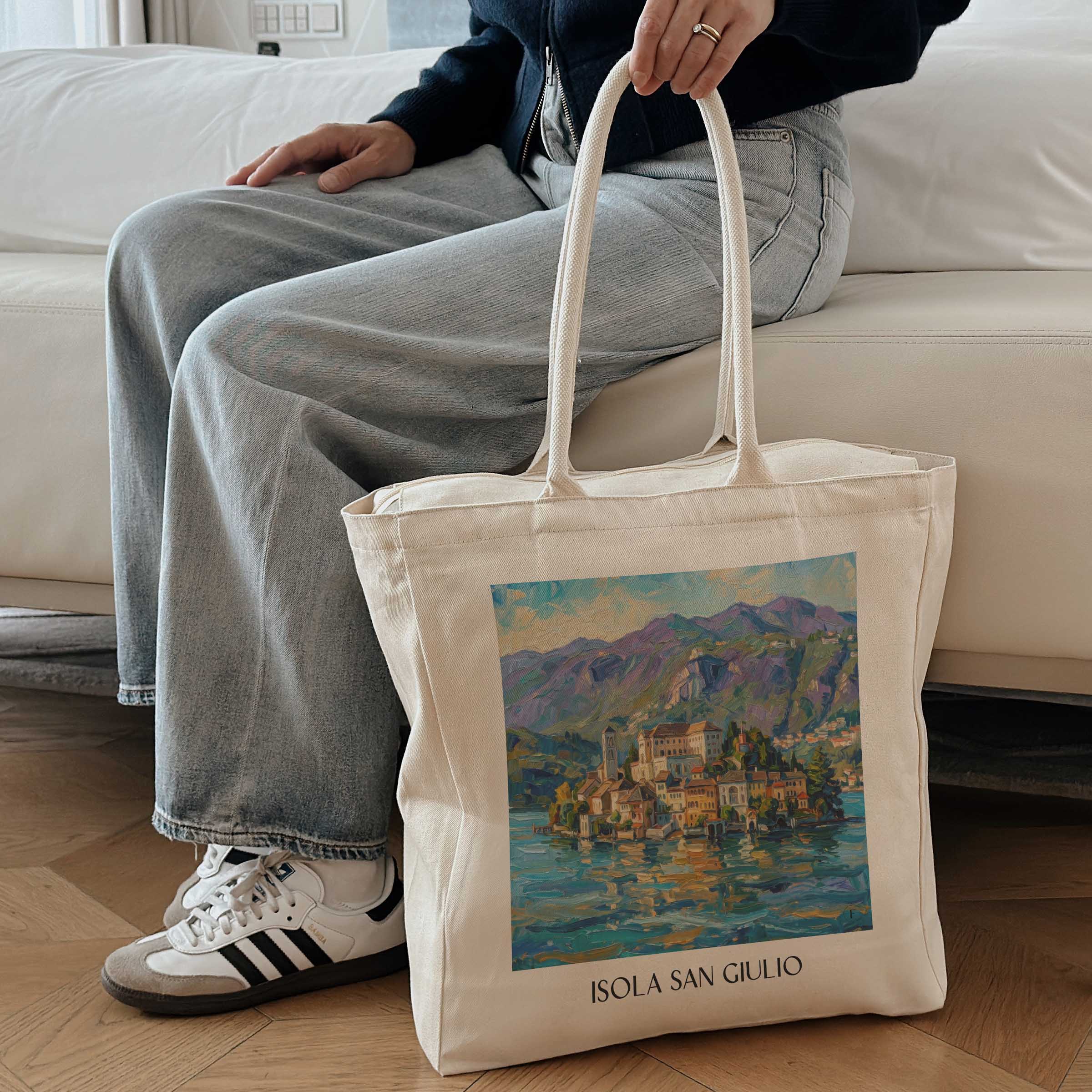 isola-san-giulio-lago-d´orta-italien-einkaufstasche-oil-painting-oelgemaelde